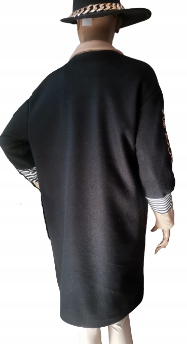 PŁASZCZ MON AMOUR ZE ŚCIĄGACZAMI CZARNY UNI Kaptur bez kaptura