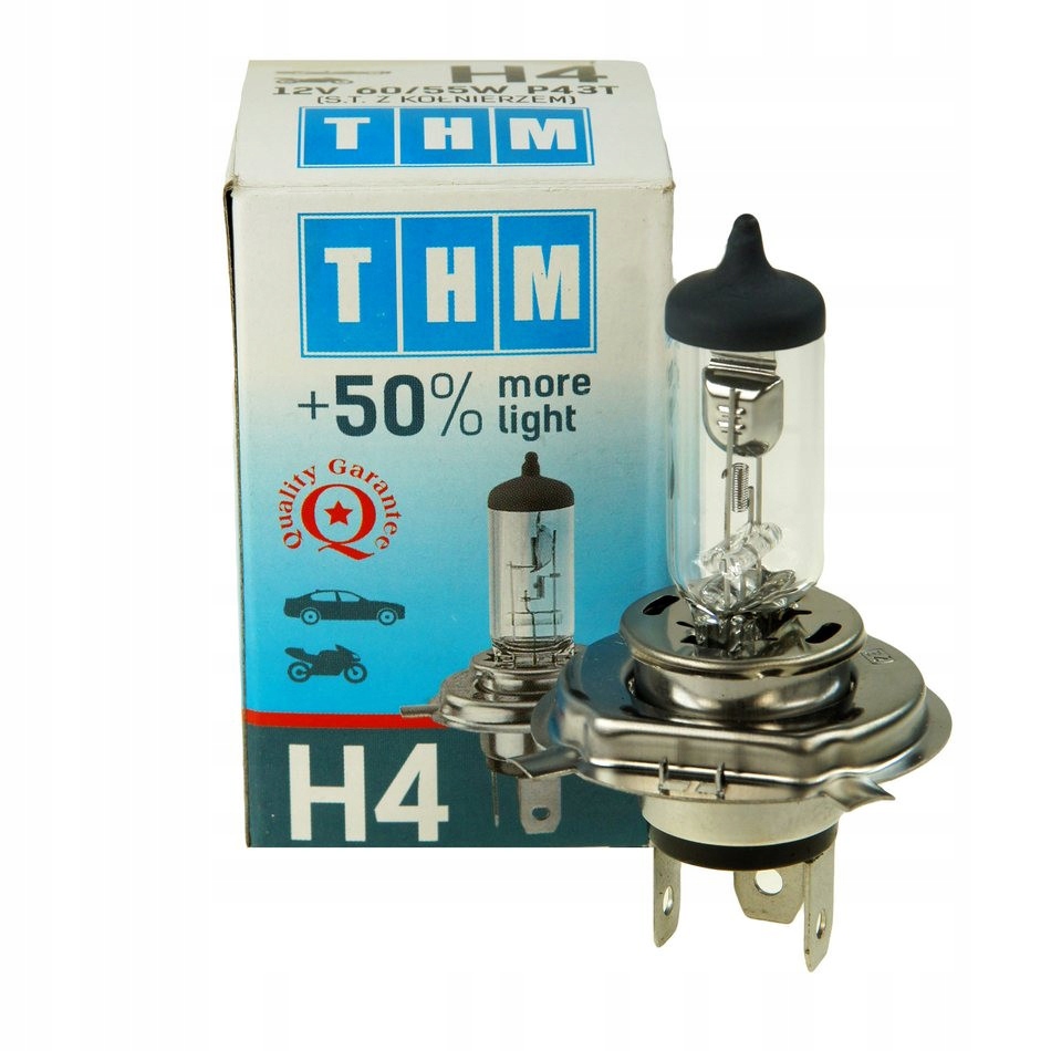 Żarówka H4 12V 60/55W P43T Bez Kołnierza +50%