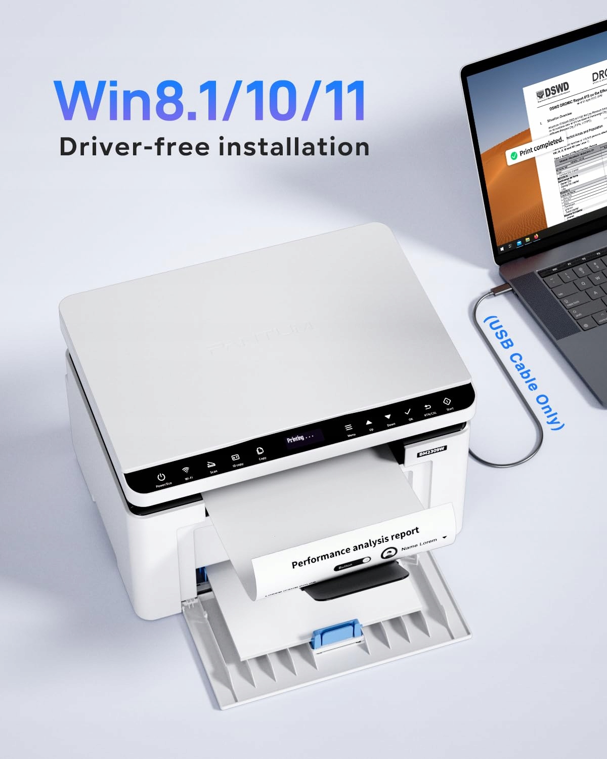 PANTUM BM2309W Drukarka Laserowa 3w1 Druk Skan Kopia WiFi A4 20 StrMin — miniatura 3