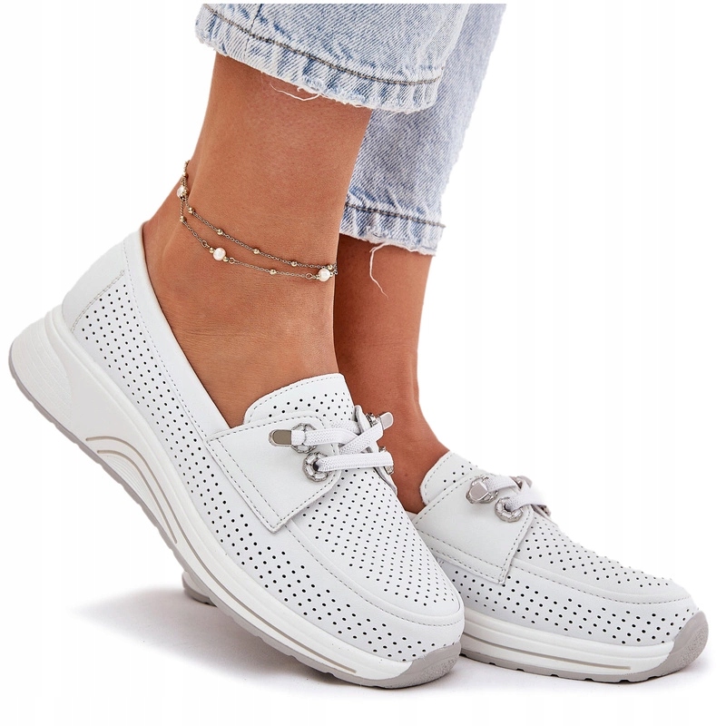 Dámské Kožené Polobotky Na Platformě Artiker 56C2101 Bílé 40