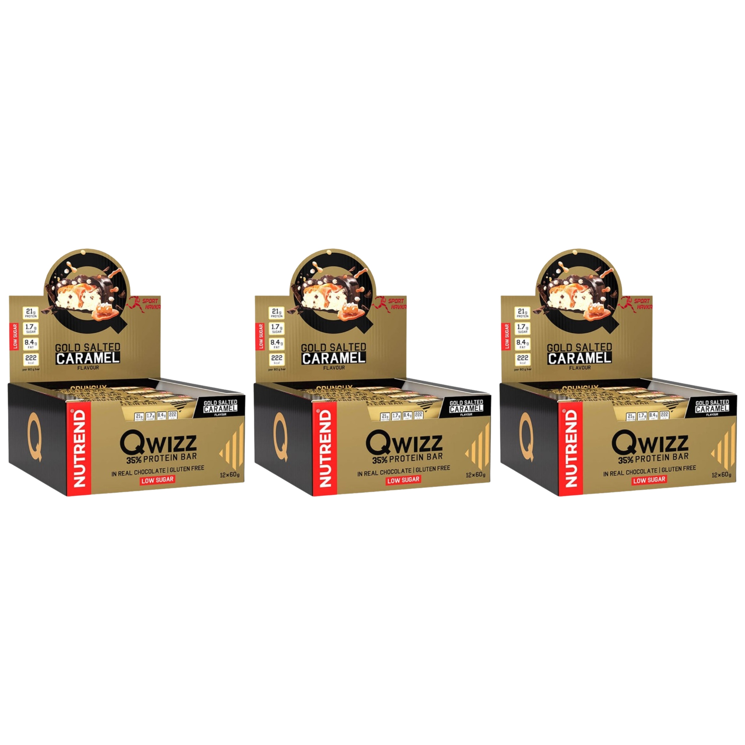 3x Proteinová Tyčinka 21 g Bílkoviny Vláknina Bezlepková Qwizz Nutrend 24x60 g