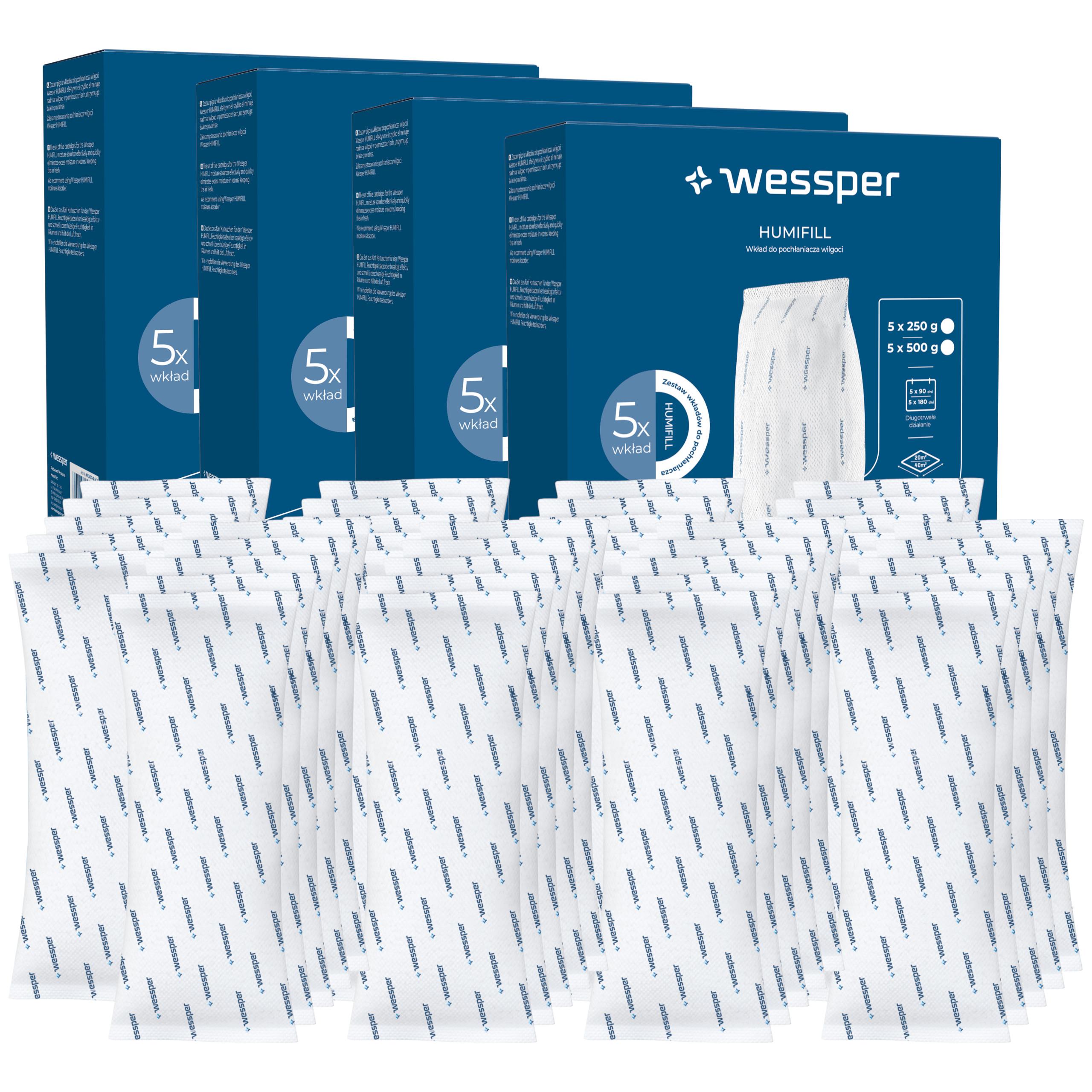 Pohlcovač vlhkosti náplň Wessper Humifill 500 g, 20 x silná a univerzální