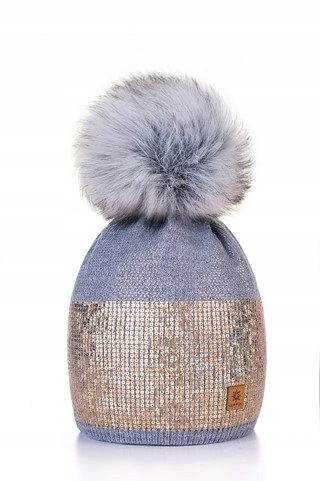 Czapka WL-07 POMPON OCIEPLANA M/L CEKINY Rozmiar M/L