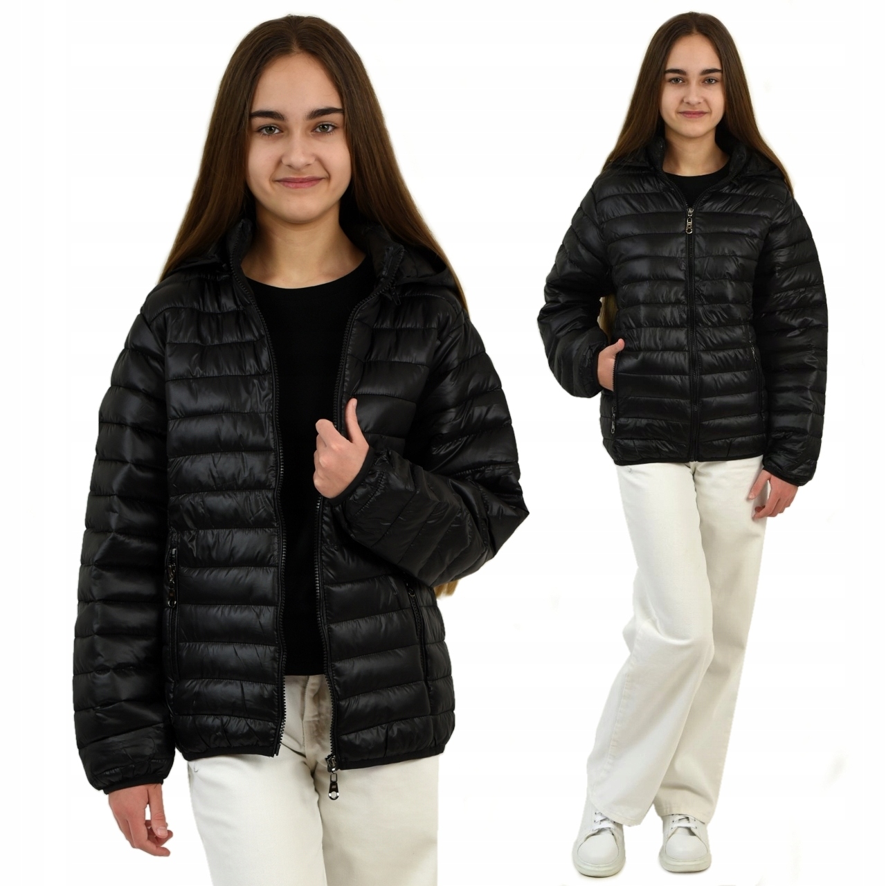 

Przejściowa Kurtka pikowana Kieszenie czarna 158