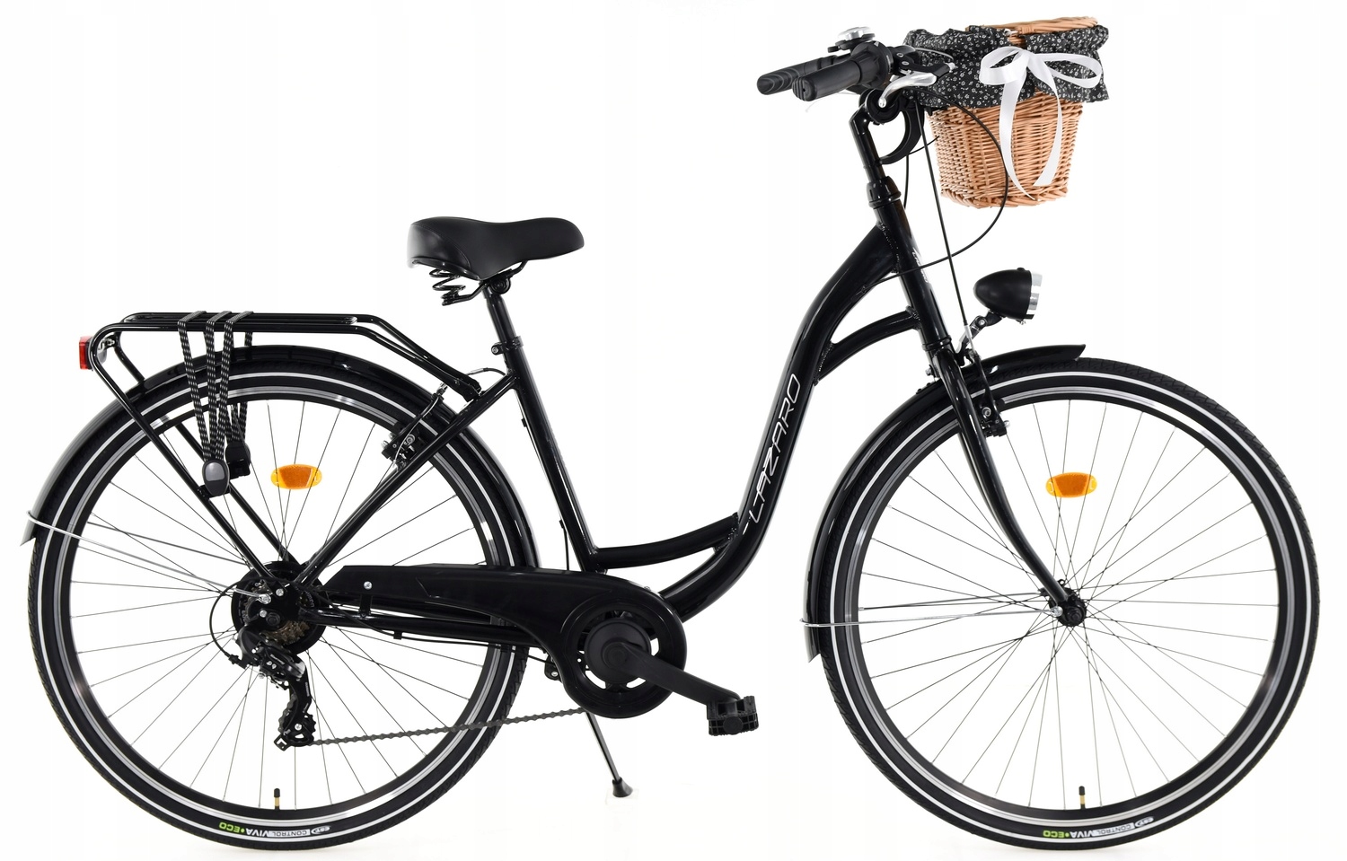 Rower Miejski 28 Lazaro Lekki Aluminiowy Shimano 7-BIEGÓW Czarny +Koszyk