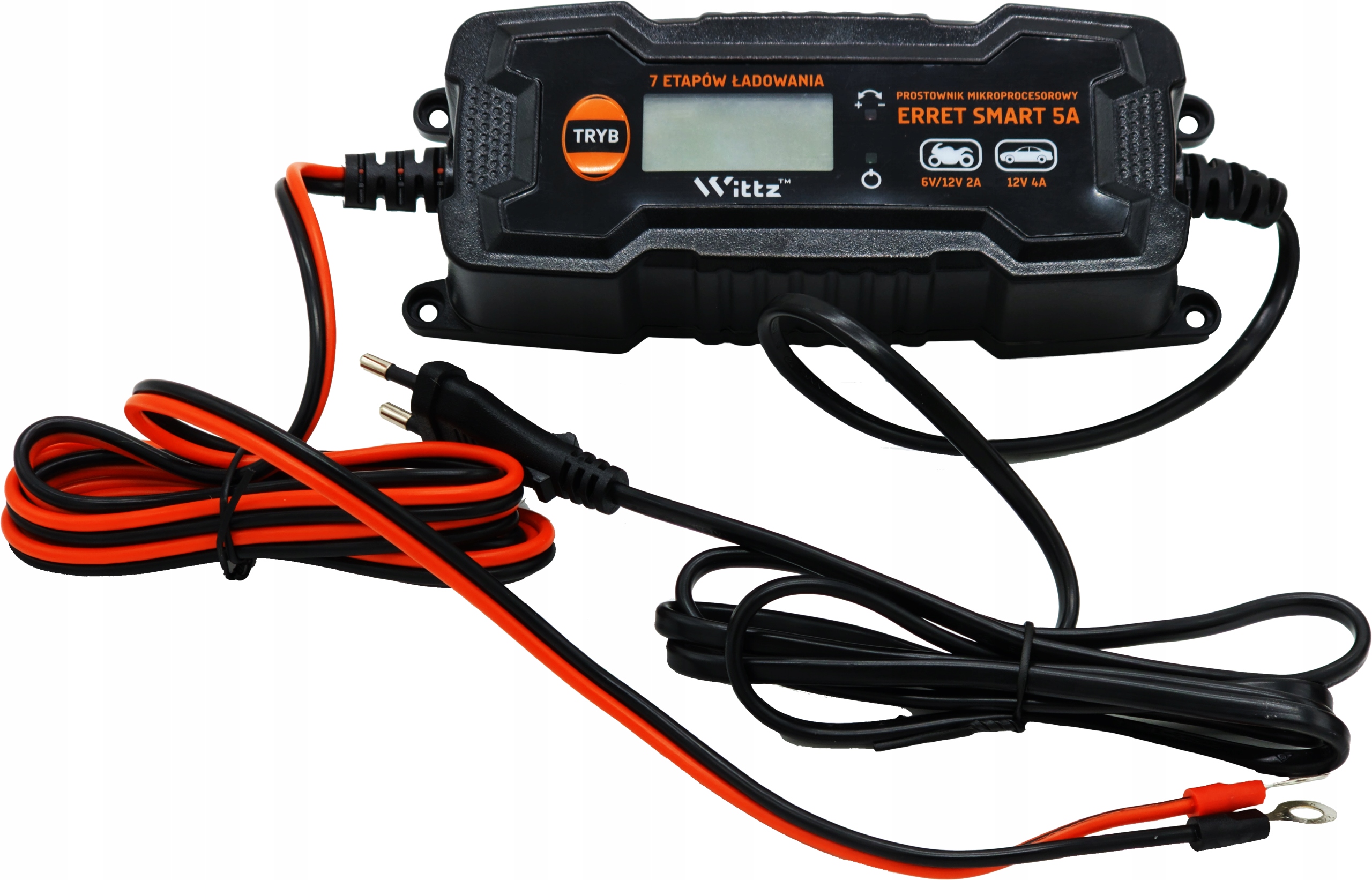 PROSTOWNIK ŁADOWARKA AKUMULATORA 6V 12V 5A LCD FUNKCJA NAPRAWY PL Natężenie maksymalne 5 A