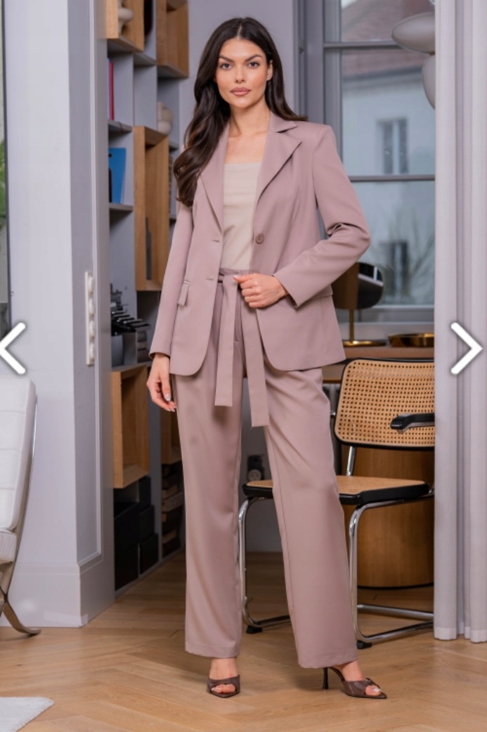 Hnědé kalhoty se zavazováním Model 0884 Lalous velikost S