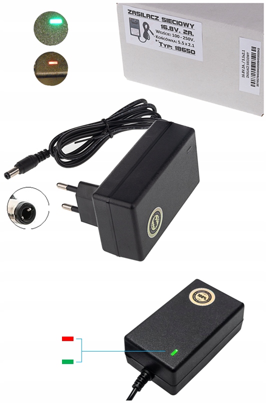 ŁADOWARKA SIECIOWA ZASILACZ 16.8V 2A (5.5x2.1) Producent Inna