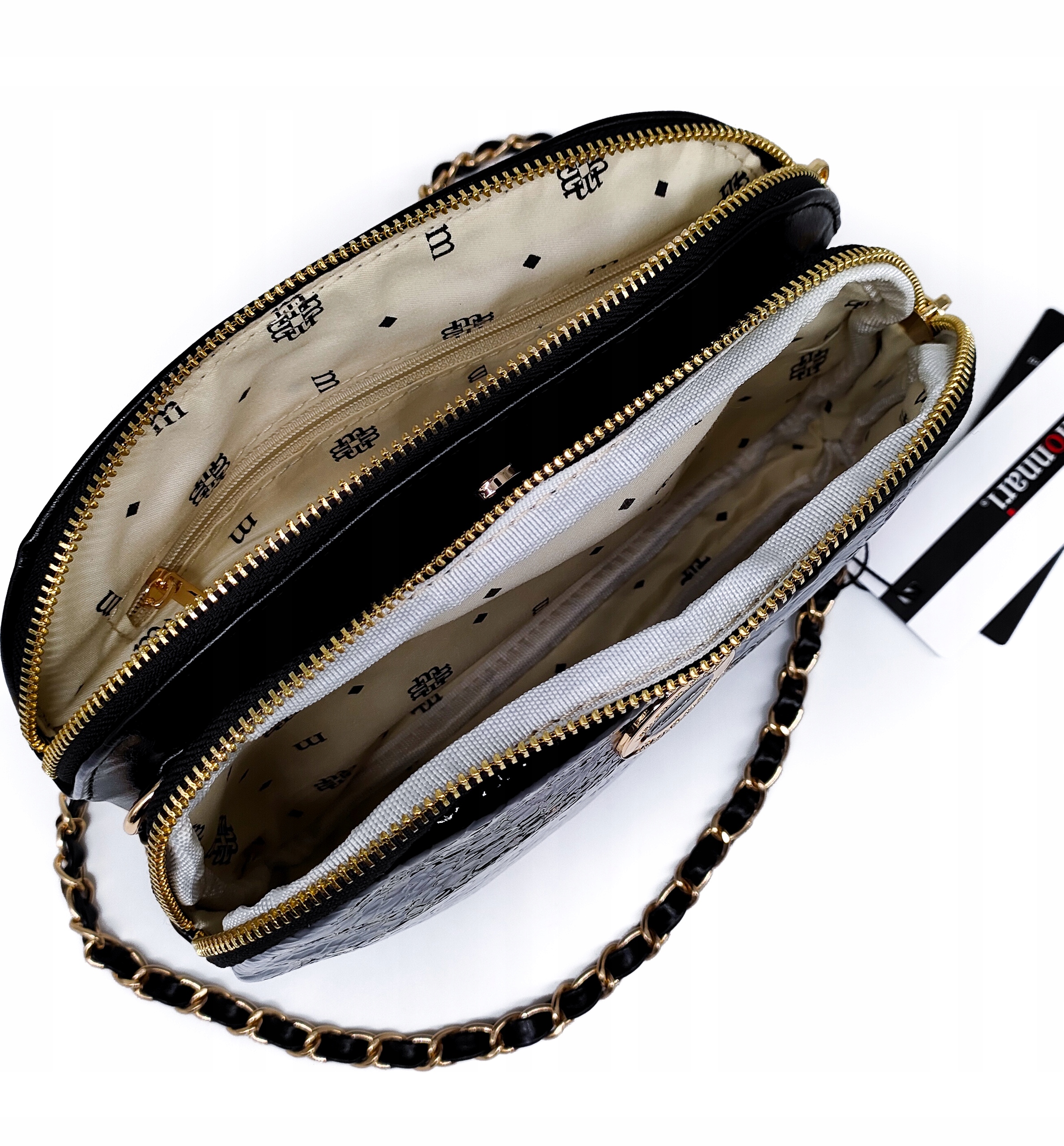 Dwukomorowa listonoszka Monnari Czarna croco 0690 Płeć kobieta