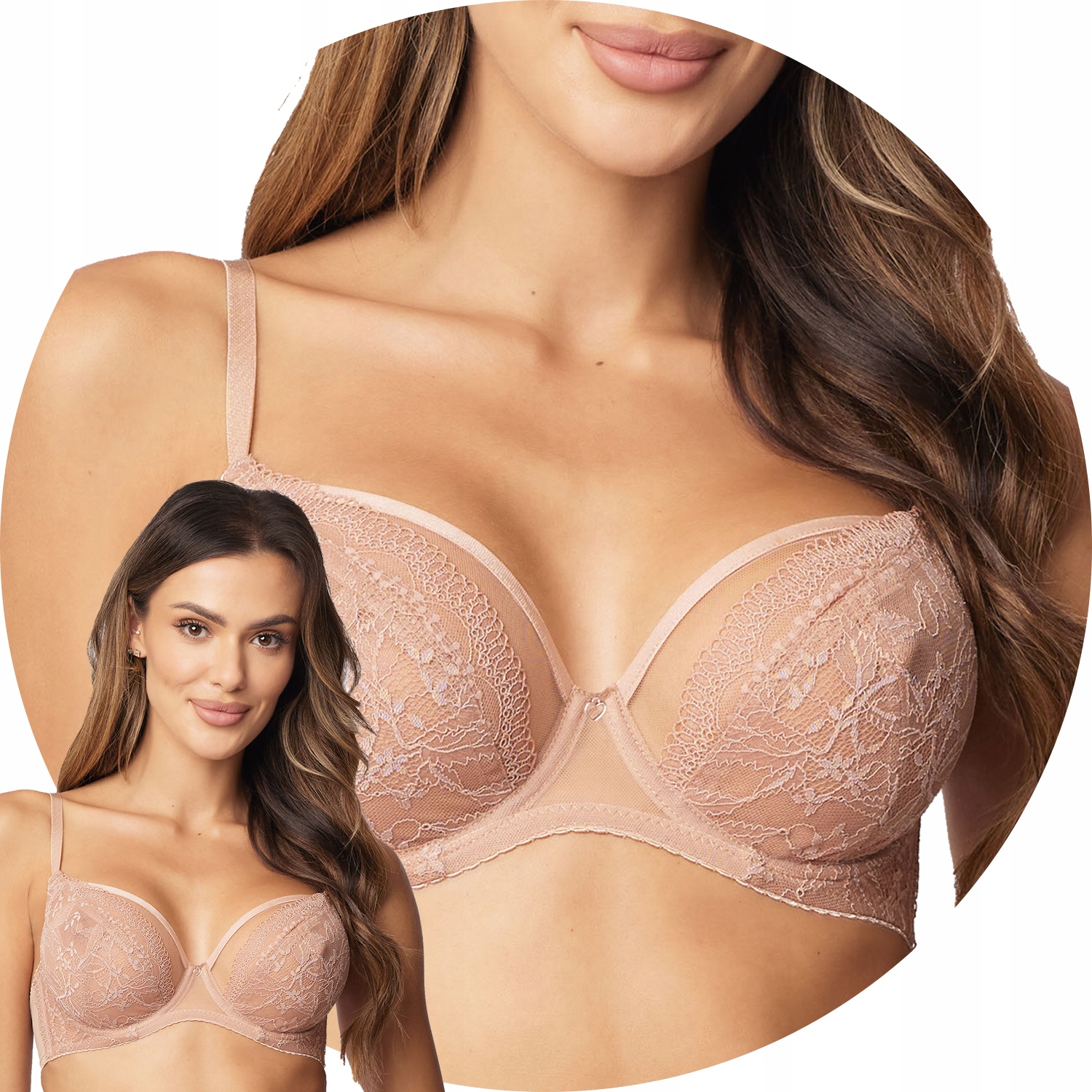 Vivisence 1071 beżowy koronka Biustonosz miękki 75G Soft