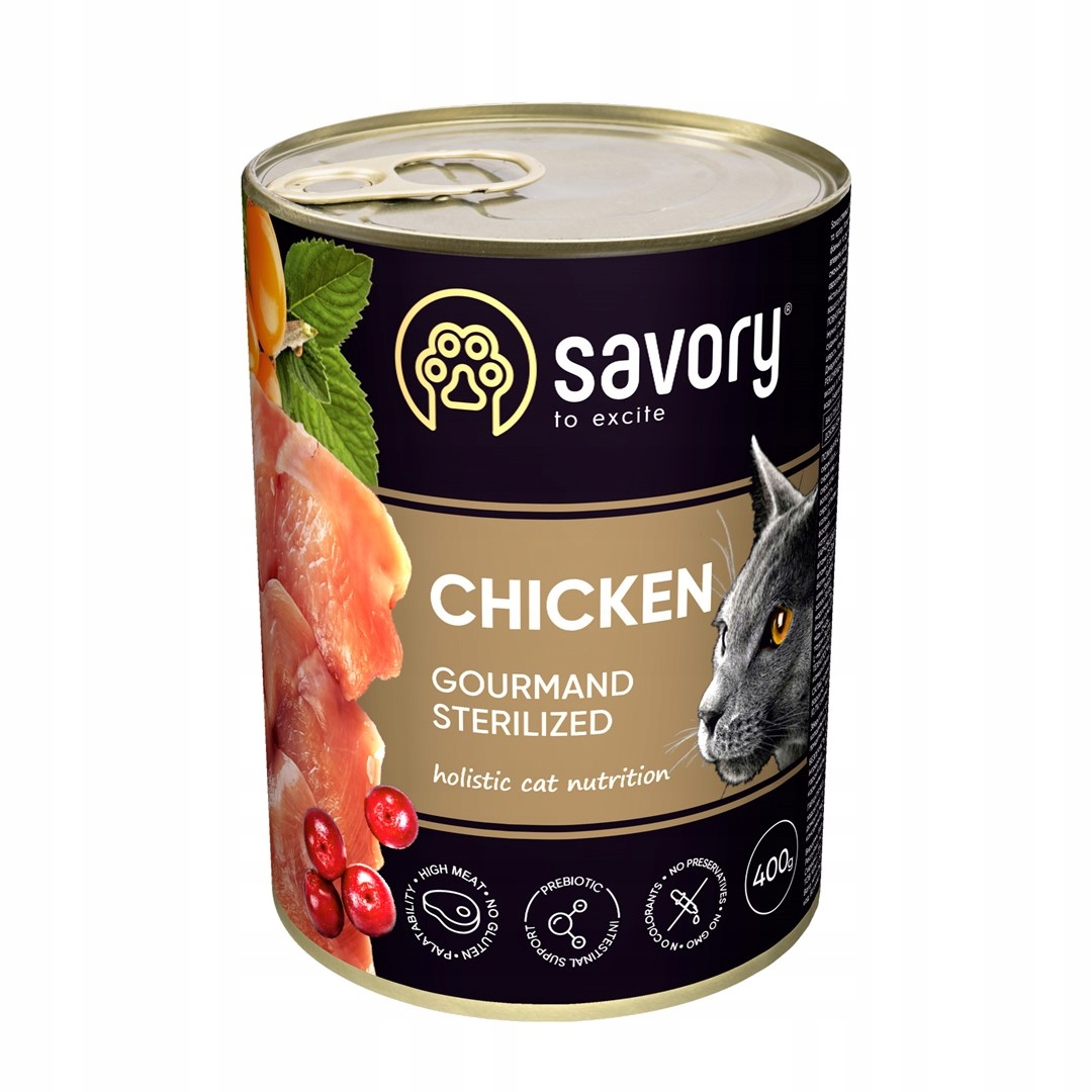 Levně Savory mokré krmivo pro kočky sterilizované kuře 12x400g