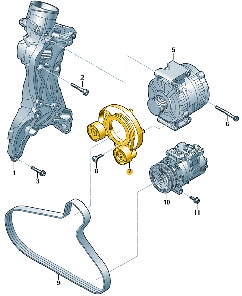 Натяжитель клинового ремня AUDI 2.0 TFSI 06n903133 номер детали 06n 903 133