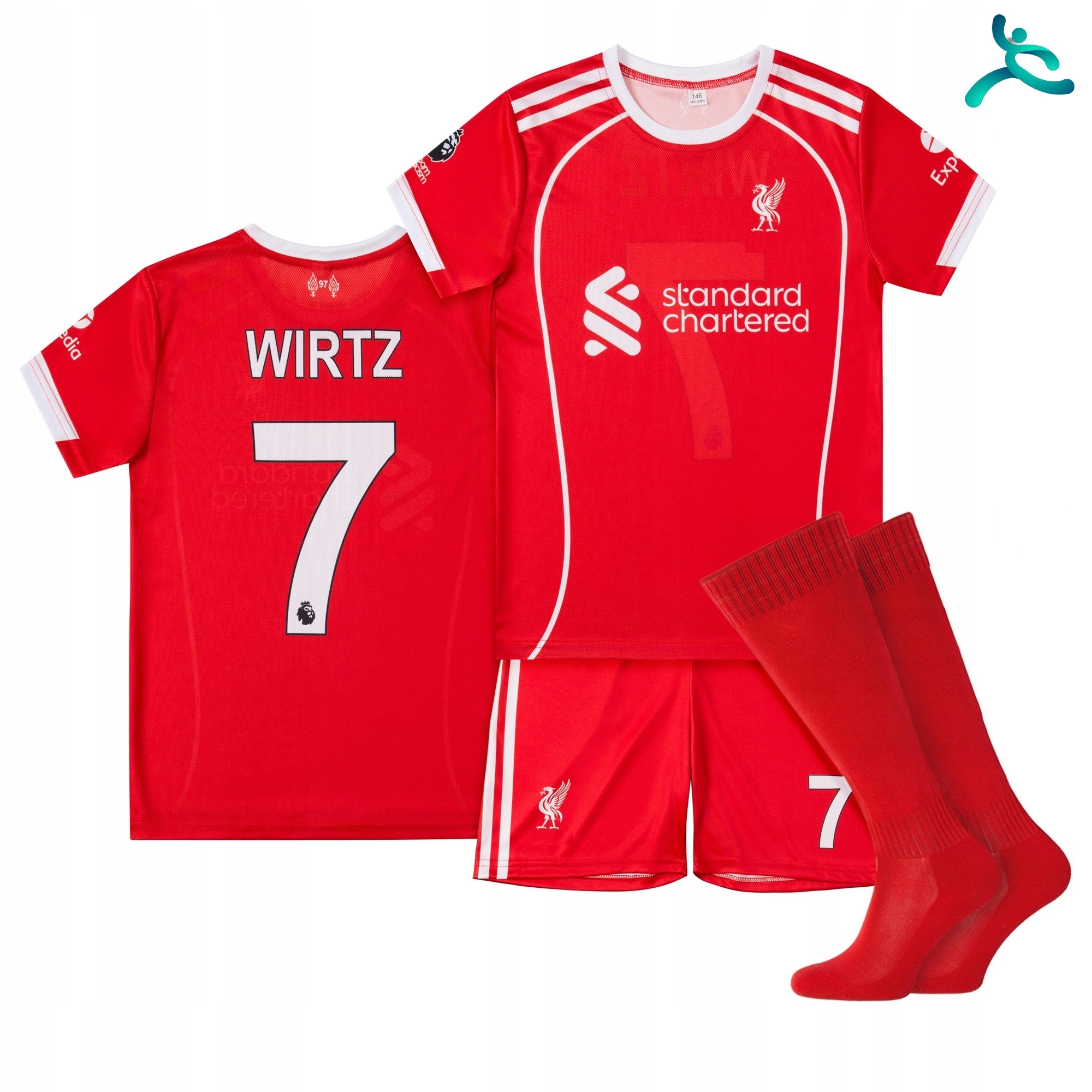 Fotbalové oblečení komplet štulpny Florian Wirtz Liverpool vel 134