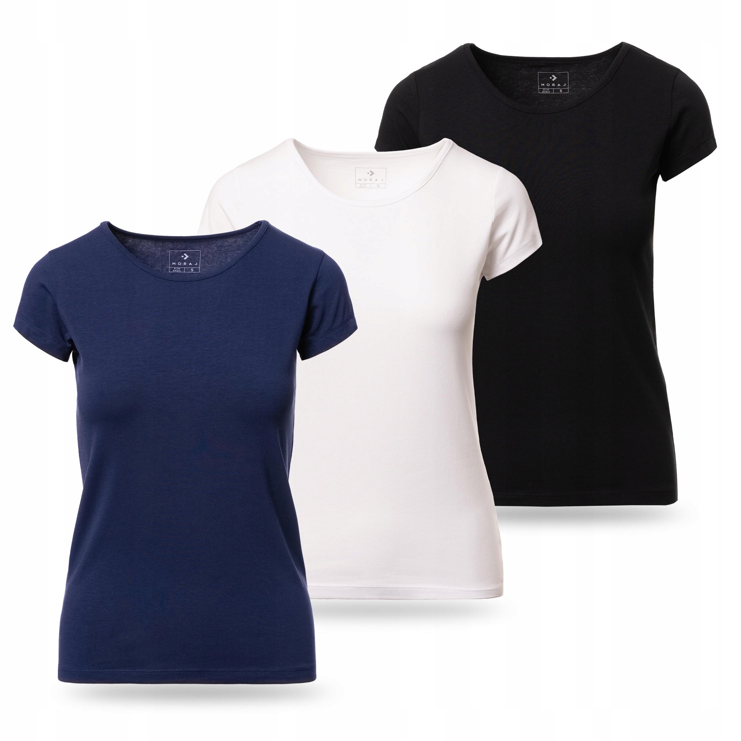 T-SHIRT DAMSKI KOSZULKA DLA NIEJ BAWEŁNA OKRĄGŁY DEKOLT 3-PAK MORAJ XL