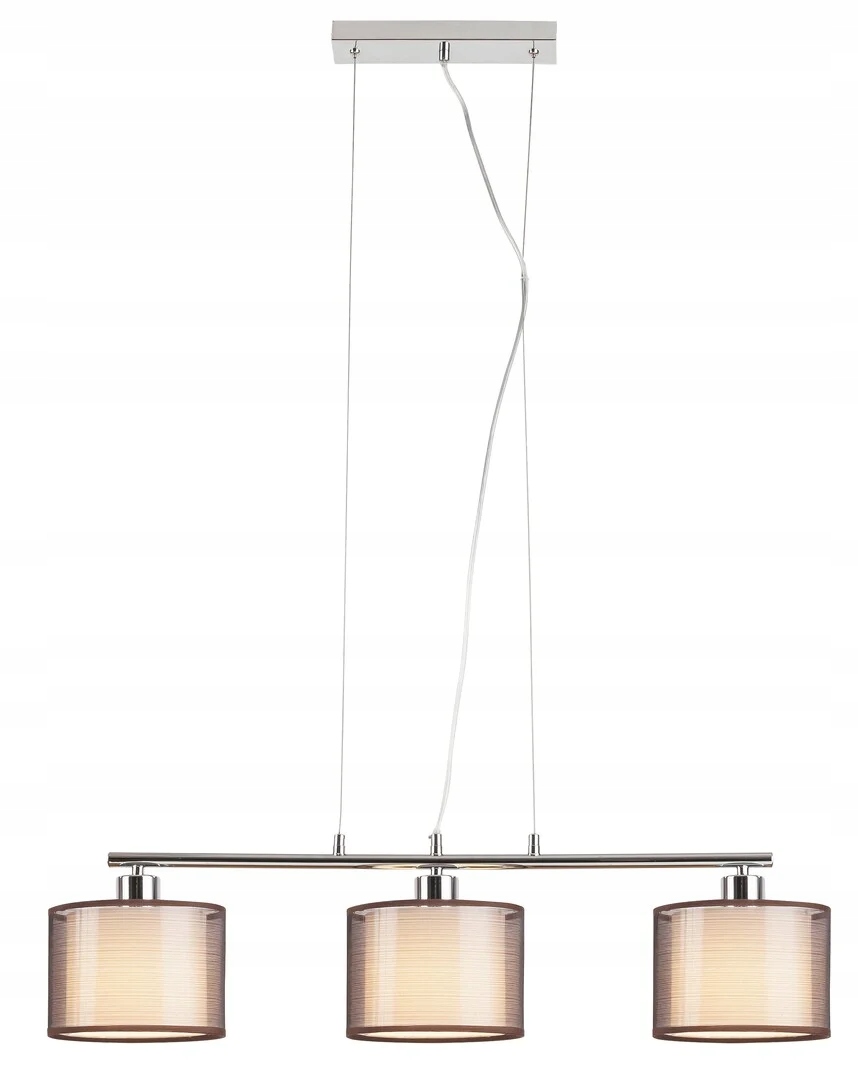 Závěsné chromové svítidlo s hnědými stínidly, trojité, do obýváku, 80 cm Rabalux