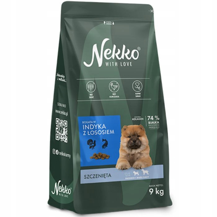 Nekko Gf Puppy Indyk Łosoś Sucha Karma dla szczeniąt małych ras 9kg