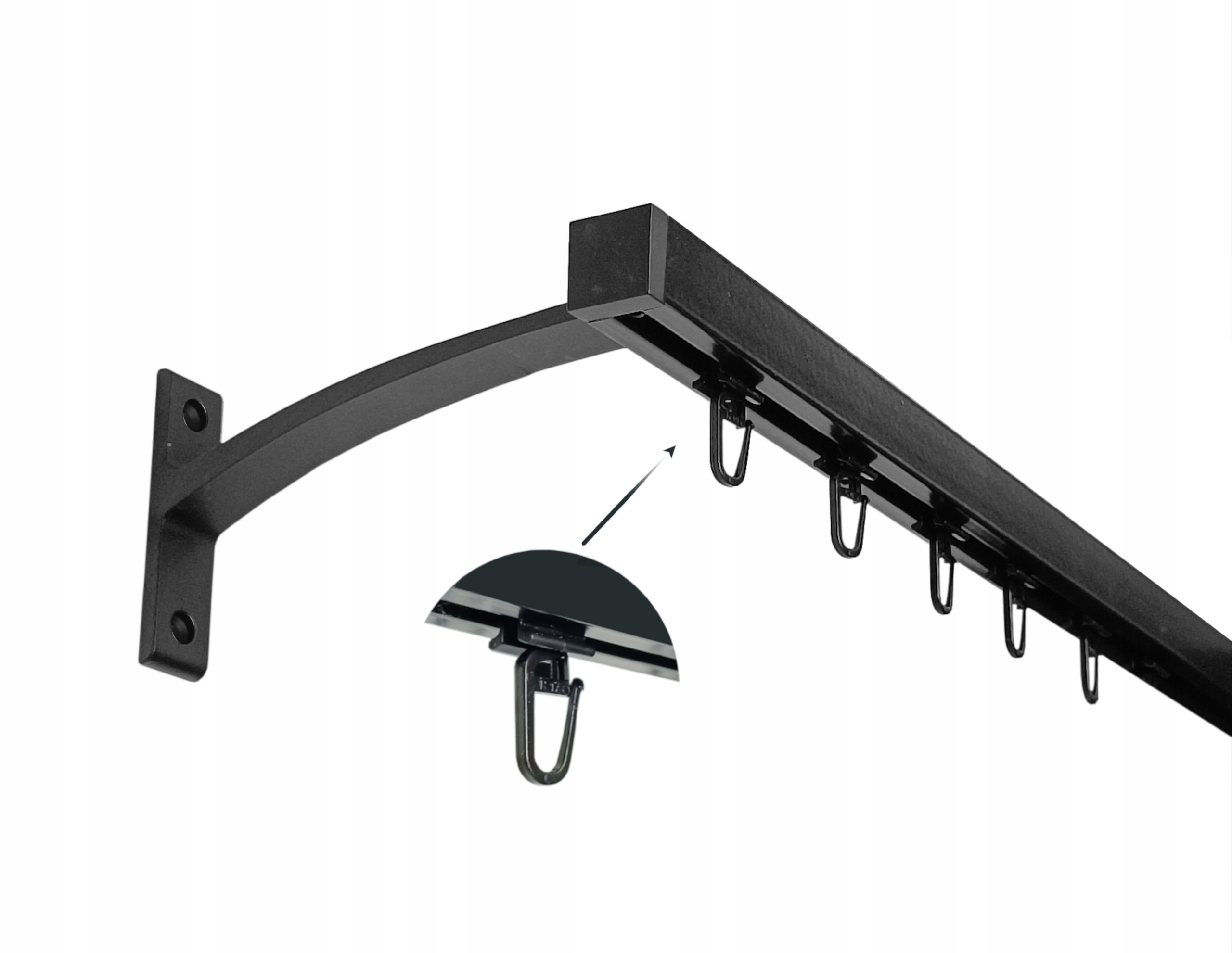 Garnýž Kolejnicový Apartmánový Alu kvadro černý kpl špendlíky 20 mm 180 cm