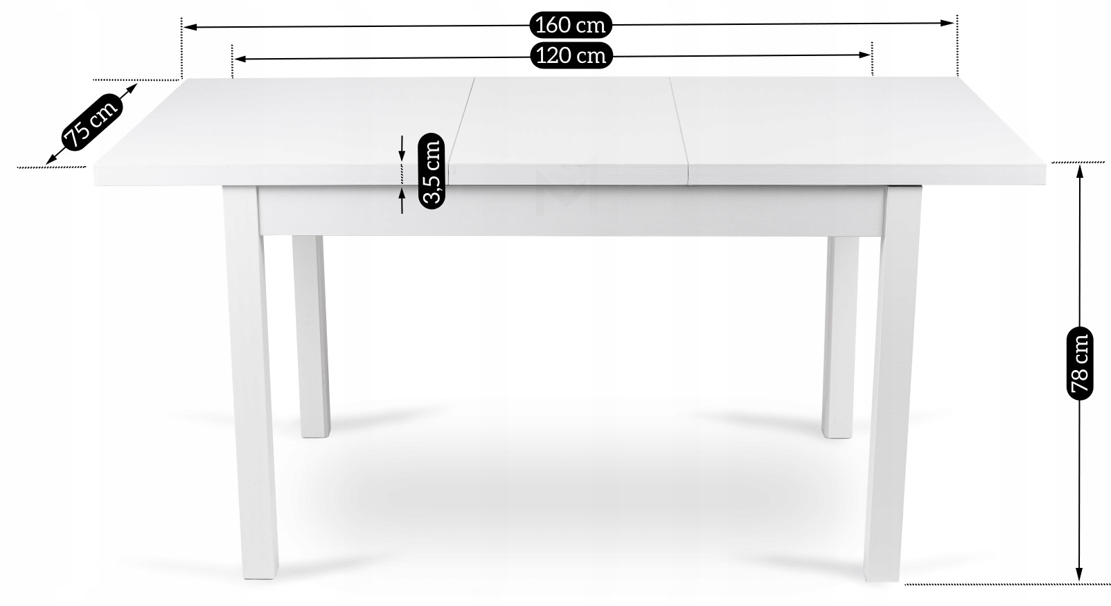 Stół Rozkładany Biały do Salonu Jadalni Kuchni Loft Skandynawski SKUBI Marka MEBEL ELITE