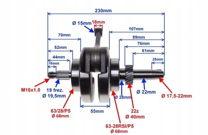 Wał korbowy bashan kinroad loncin shineray atv 200 Producent WM