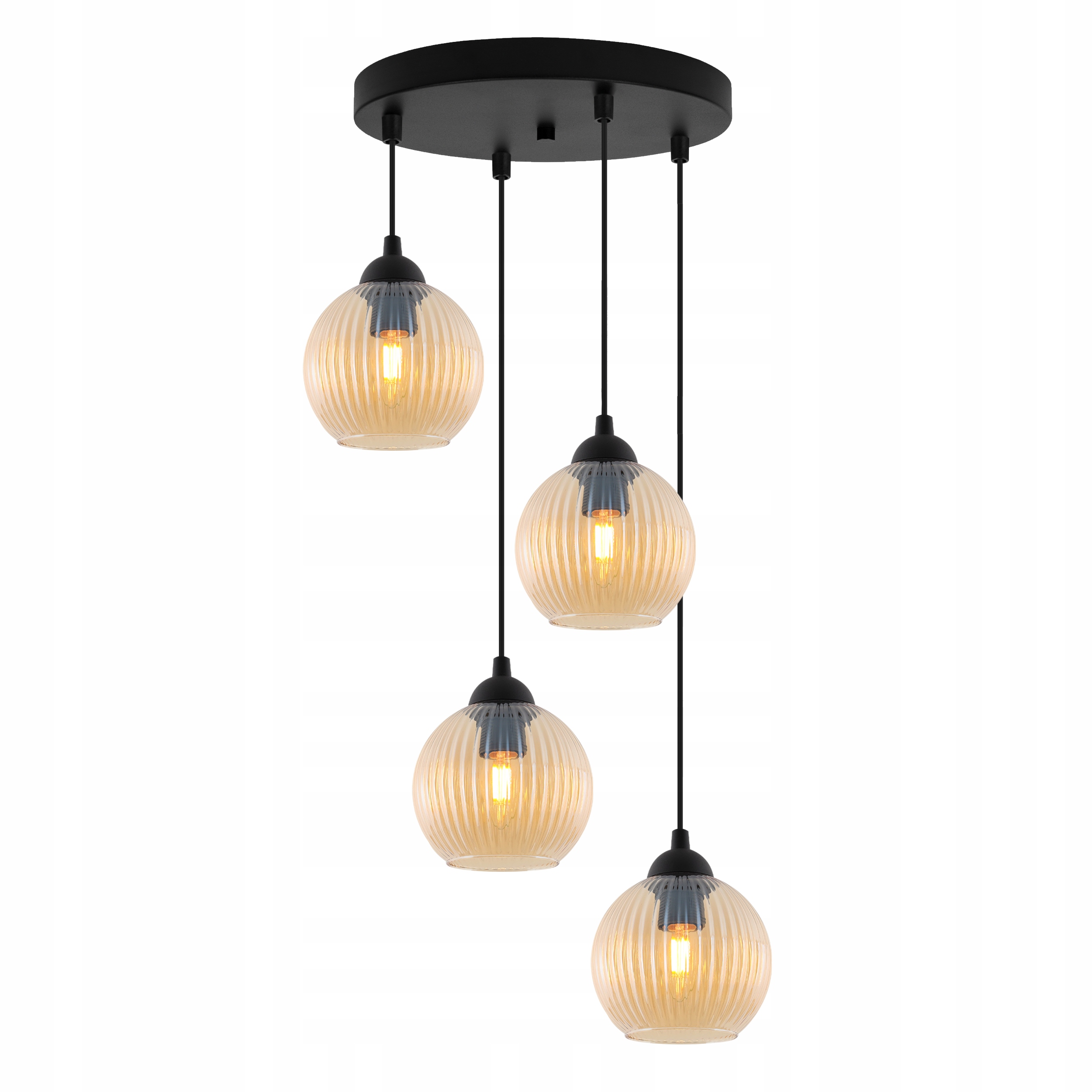 Závěsná Stropní Lampa Lustr Černá Medové Skleněné Koule Moderní E27