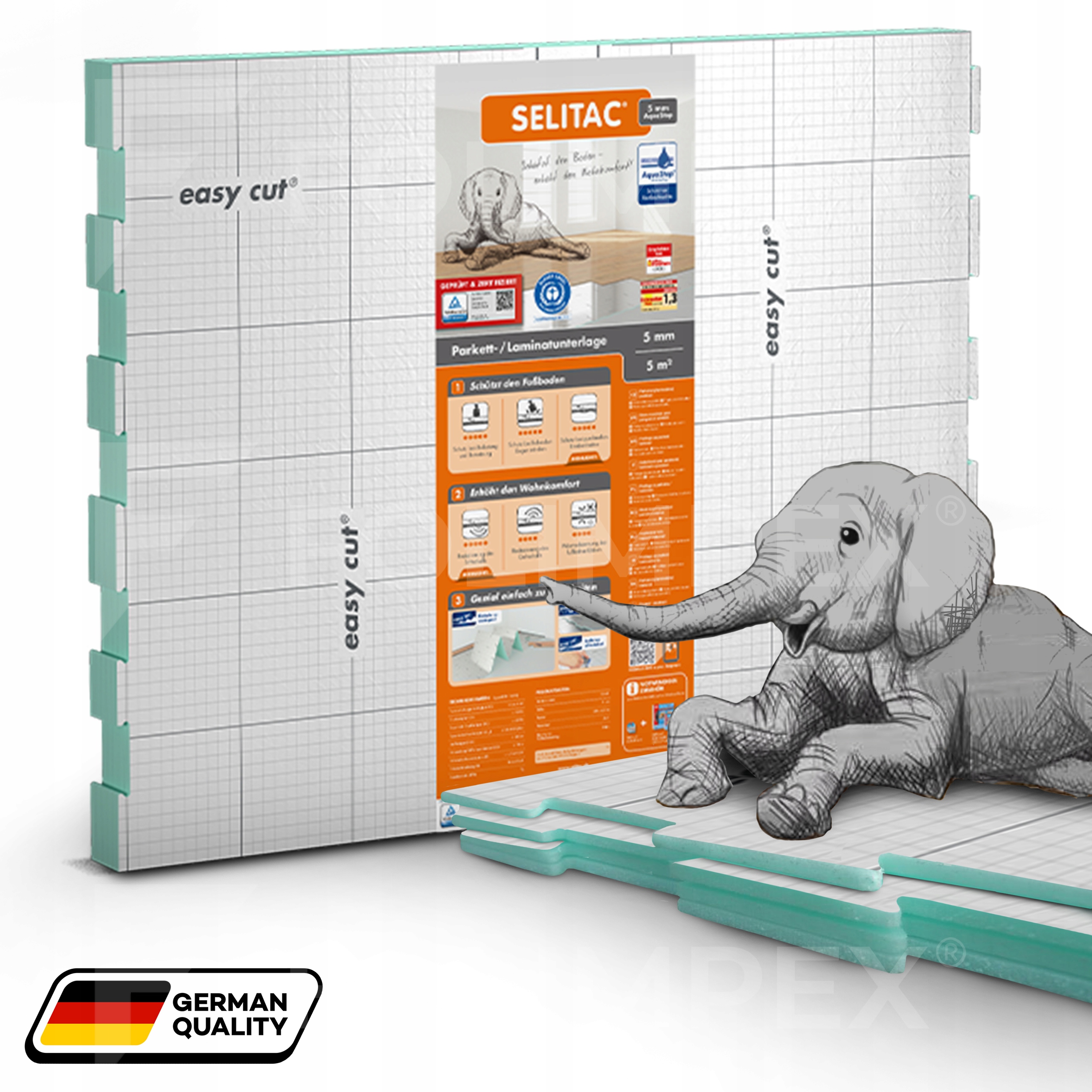 PODKŁAD SELITAC 5mm AQUA STOP 5m2 PUZLE POD LAMINAT Kod producenta 70661