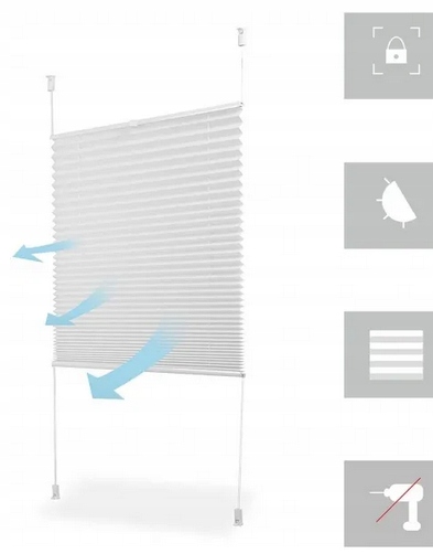 SEKEY ROLETA PLISOWANA WYMIAR 65x130 CM BIAŁA Długość 130 cm