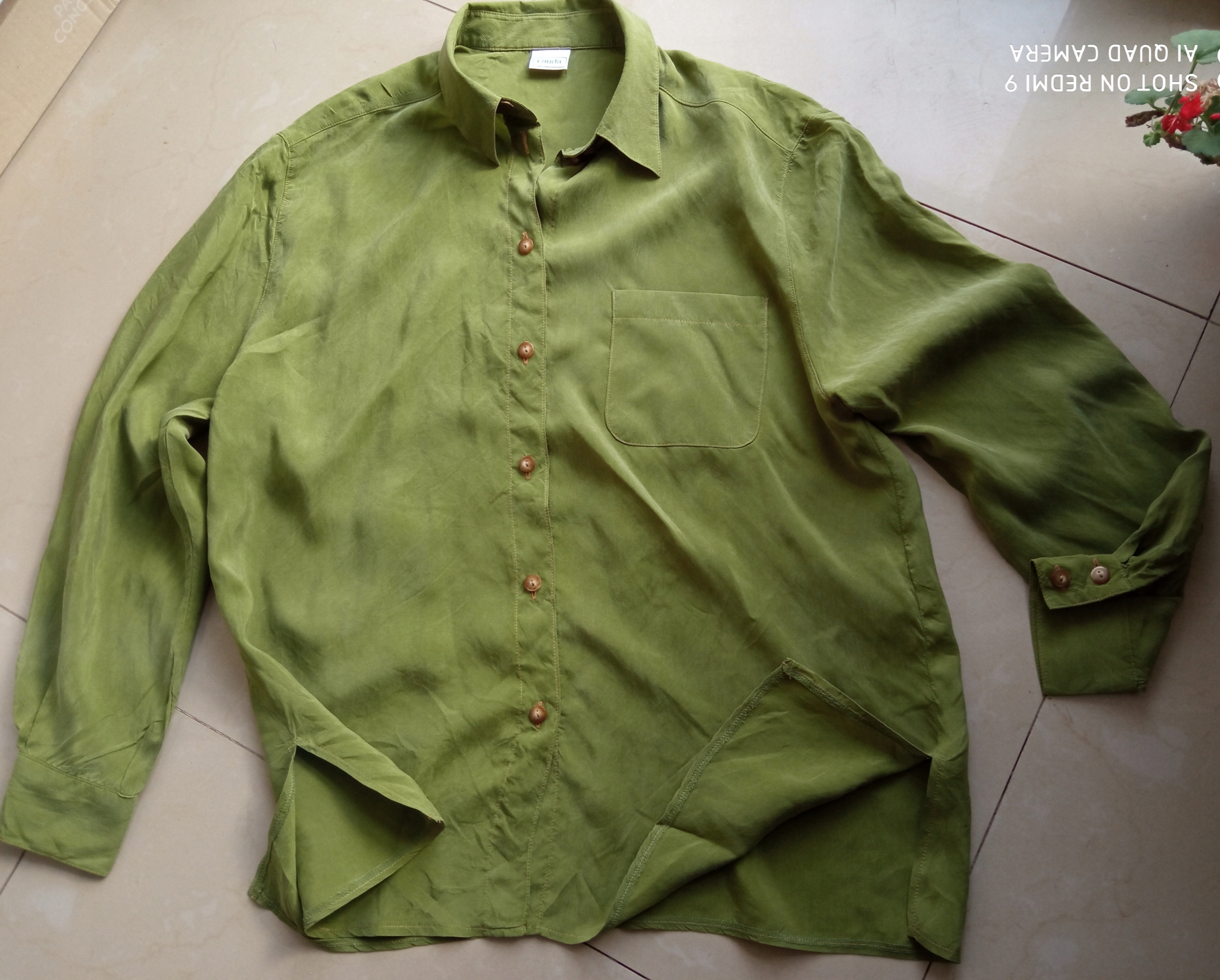 C&A CANDA koszula 100% jedwab cupro 116cm pachy 48 Kolor zielony