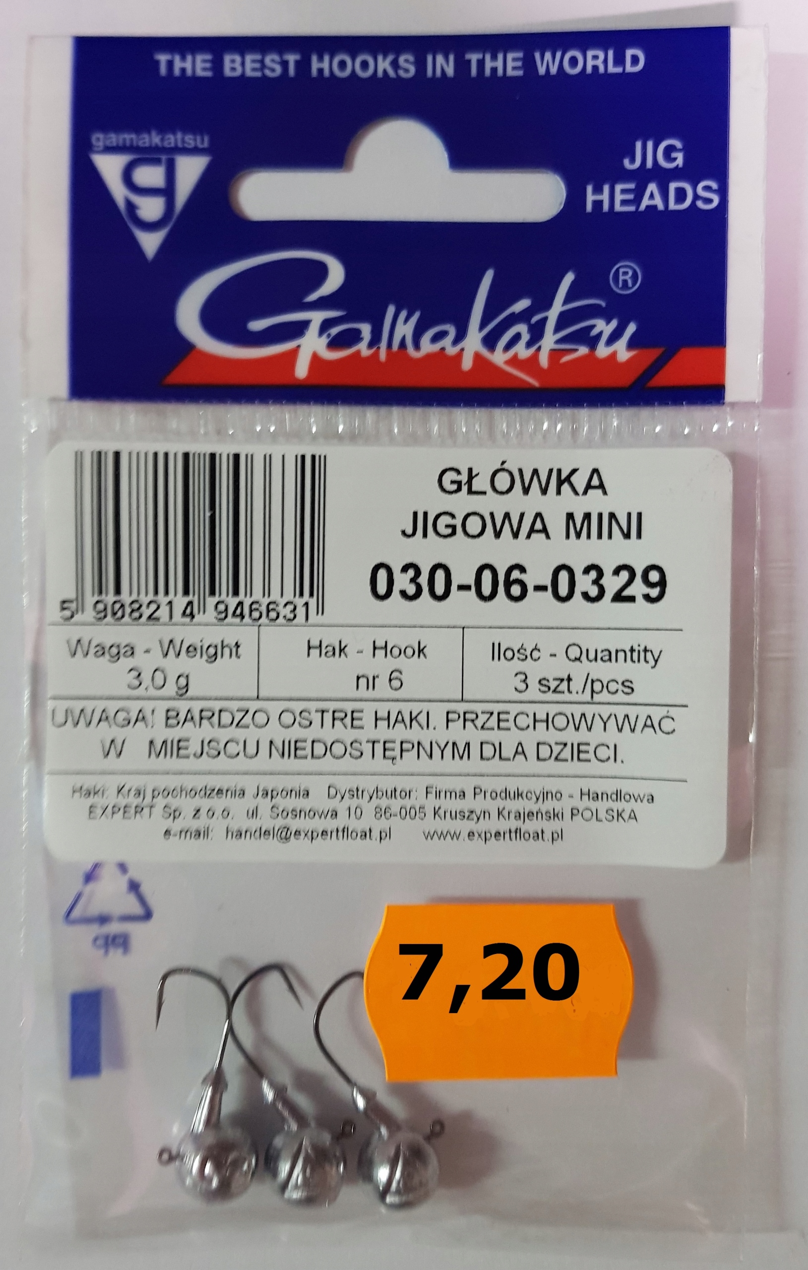 Główka jigowa Gamakatsu Mini 3g hak nr 6