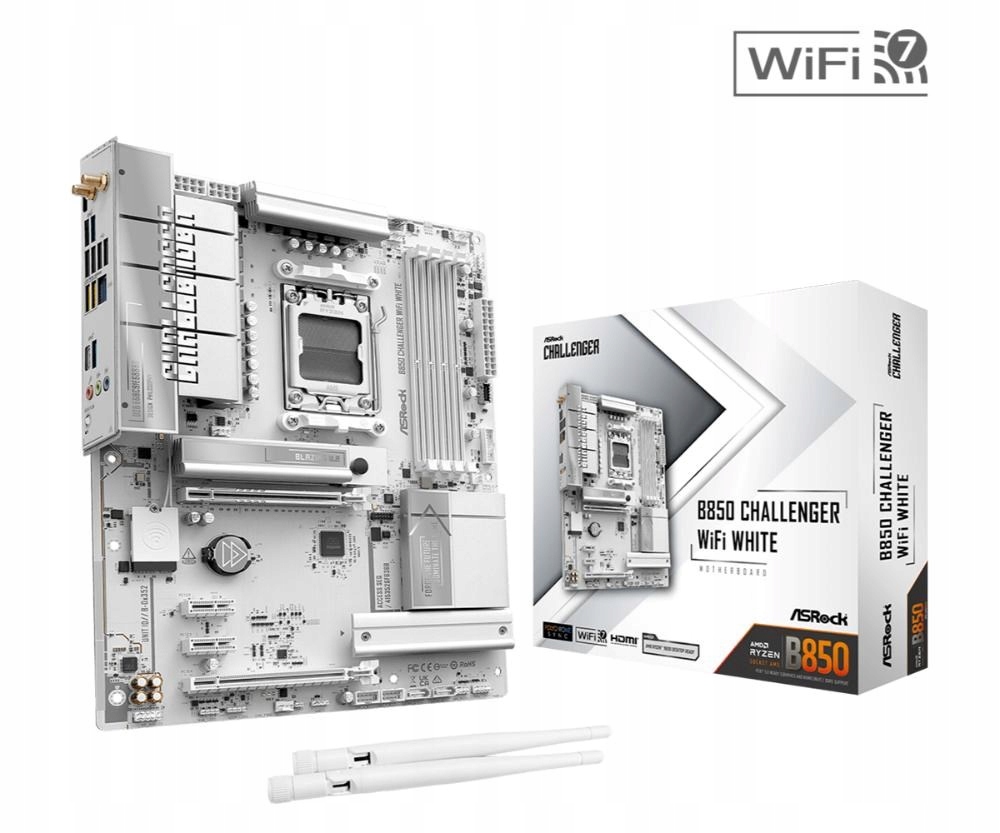 ASRock Mb Sc AM5 B850M Challenger WiFi White, Amd B850, 4xDDR5, …