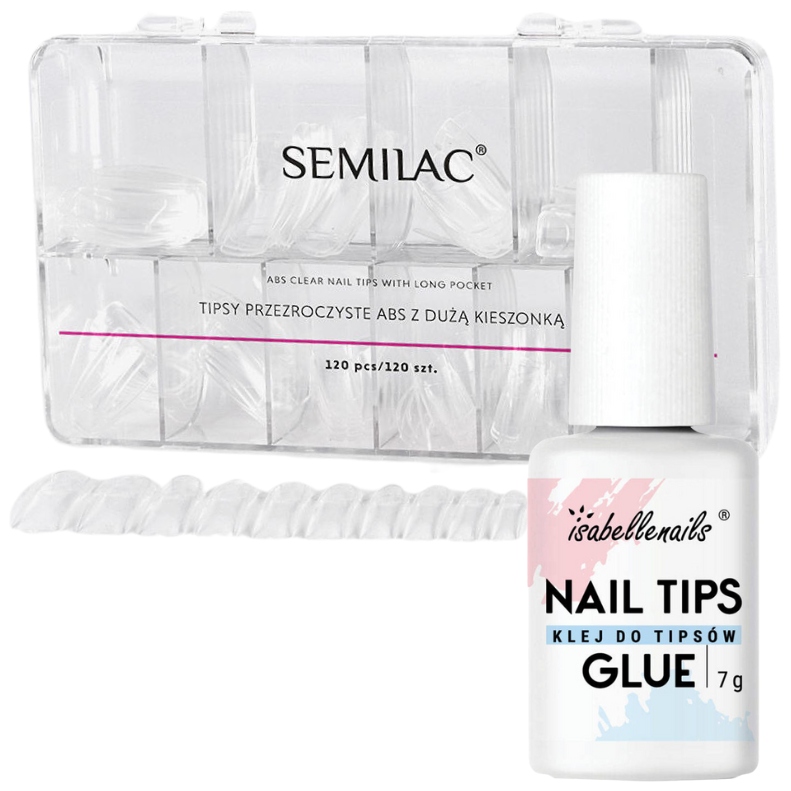 Semilac TIPSY CLEAR + KLEJ Isabellenails zestaw do przedłużania paznokci