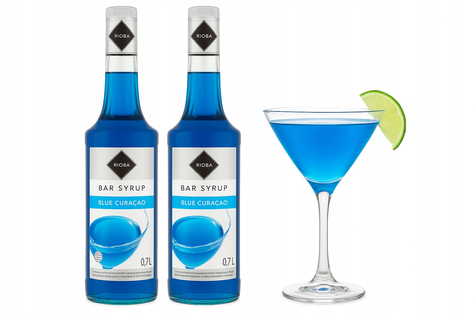 Barmanský sirup Blue Curacao 700 ml do nápojů kamikaze modrý Rioba