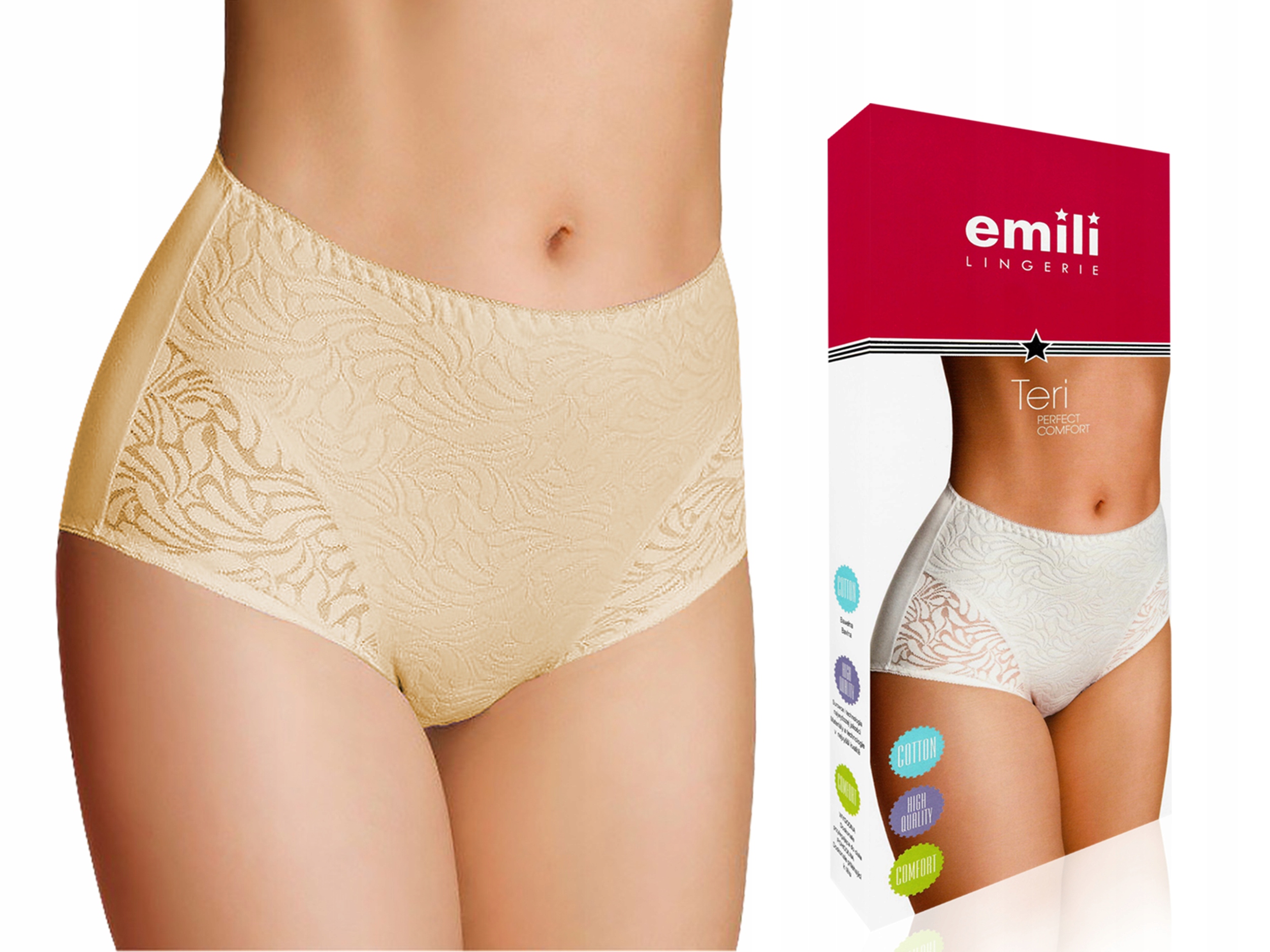 

Emili Teri Wysokie Zdobione Figi Bawełna Beż M