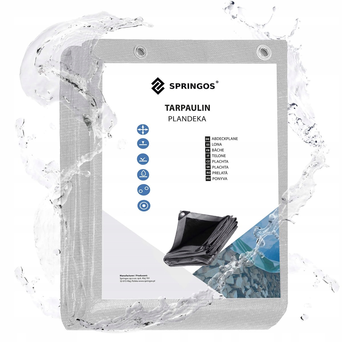 PLANDEKA PLANDEKI 2x4m SZARA WZMACNIANA 210G MOCNE OKRYCIE PŁACHTA GRUBA Długość 4 m