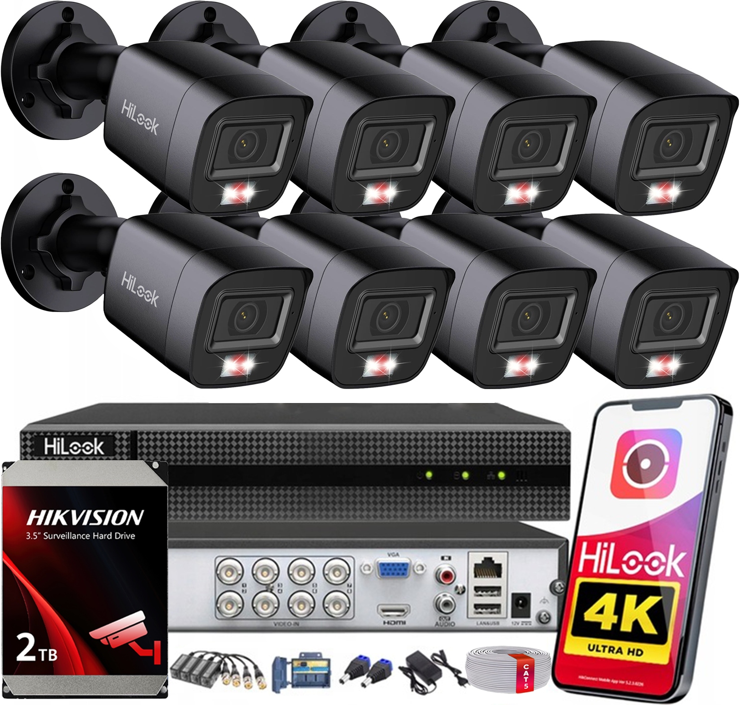 Venkovní monitorování 8 kamer HiLook od společnosti Hikvision 2TB