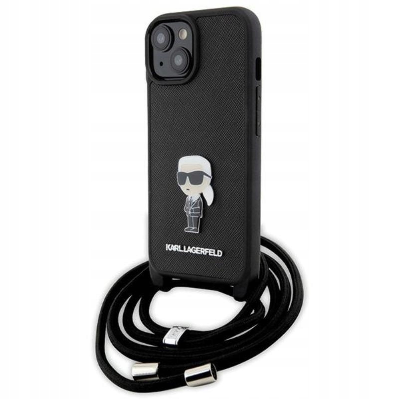 Pouzdro Černé Karl Lagerfeld Pro Iphone 15, pouzdro s popruhem na rameno, módní