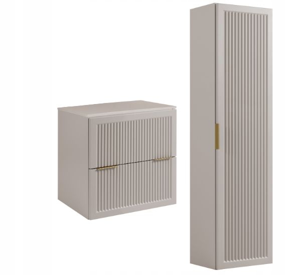 Sada závěsná koupelnová skříňka 60 sloupků 136 Přední části Mdf Blat Kašmír Blat