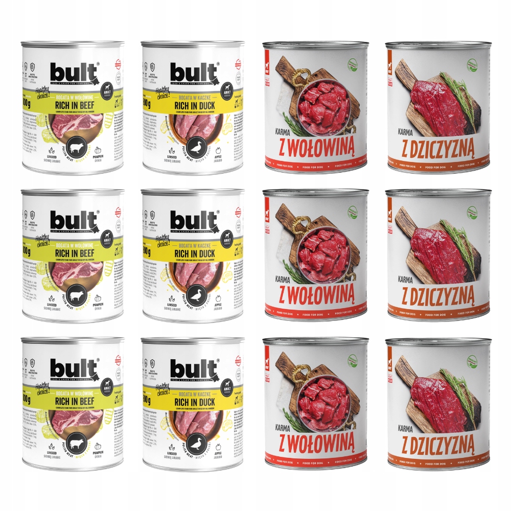 Levně Krmivo Pro Psa Vlhké Krmivo MIX Chutí Hovězí Kachna Zvěřina 12x800g