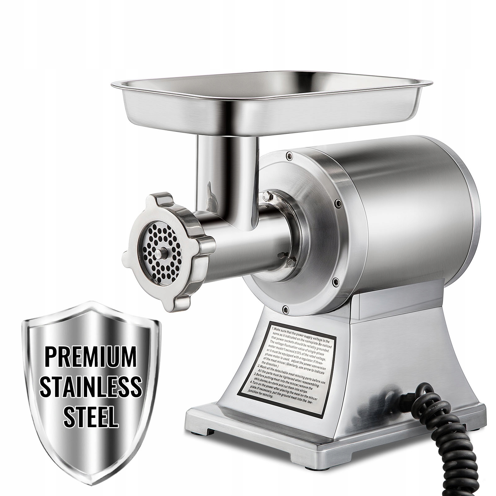 VEVOR Maszynka do Mielenia Mięsa Elektryczna 1100W Średnica otworów w sitkach 8mm mm