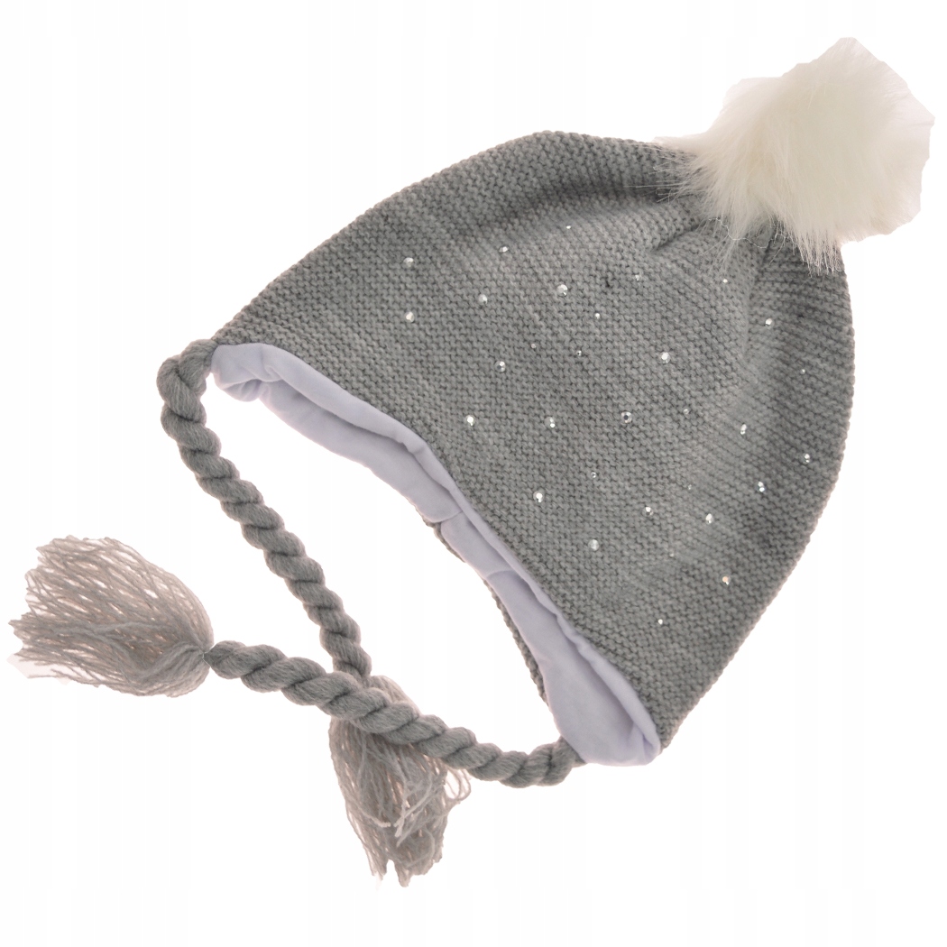 

Szara czapka na zimę r. 42-44 błyszczące jety 74