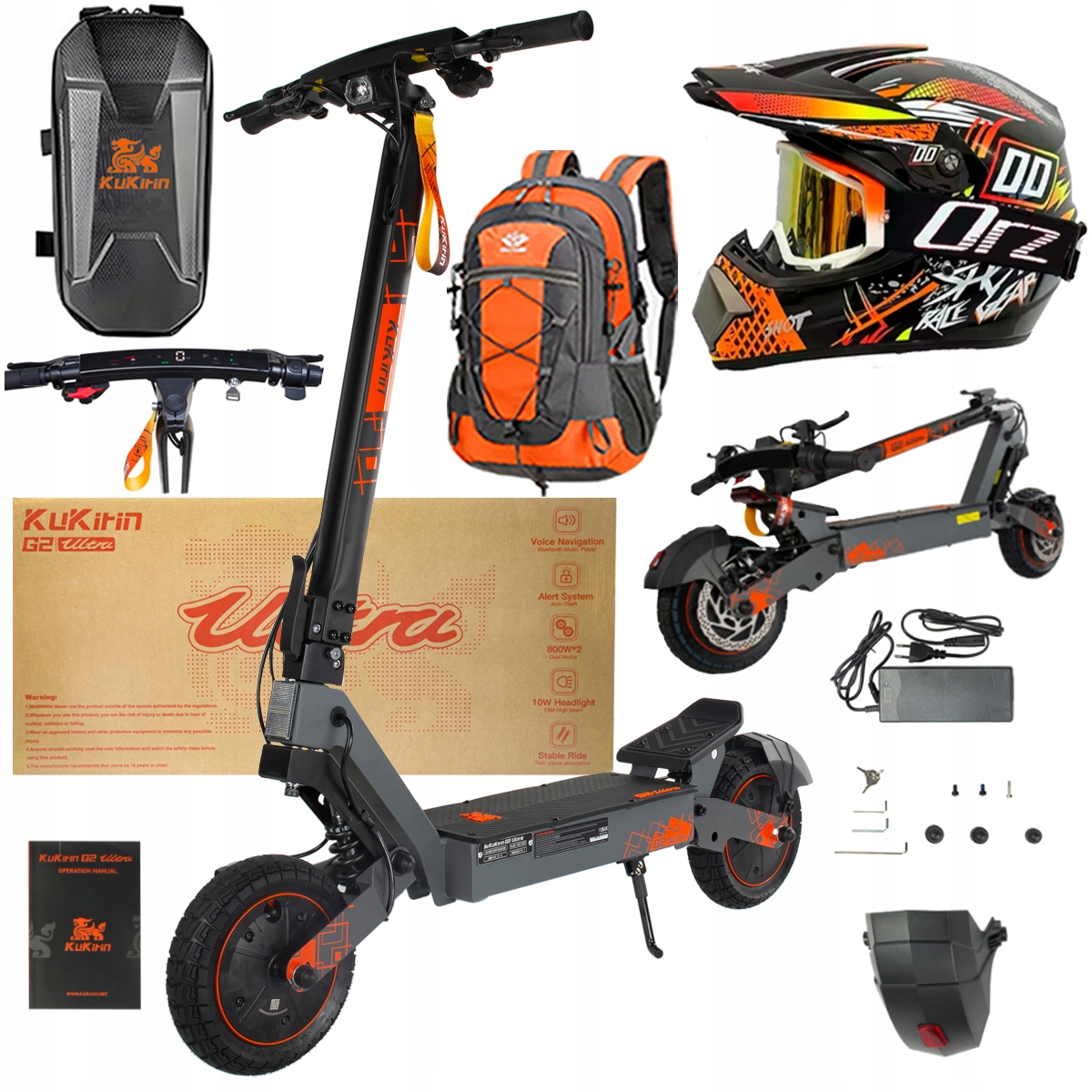 Kukirin G2 Ultra elektrické vozidlo 2000W 55km/h 55KM 48V18Ah 10" dárky