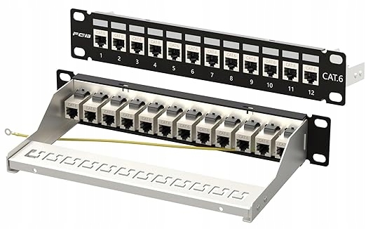Panel krosowy Fgb 1U 12-portowy Cat6 ekranowany RJ45 Keystone