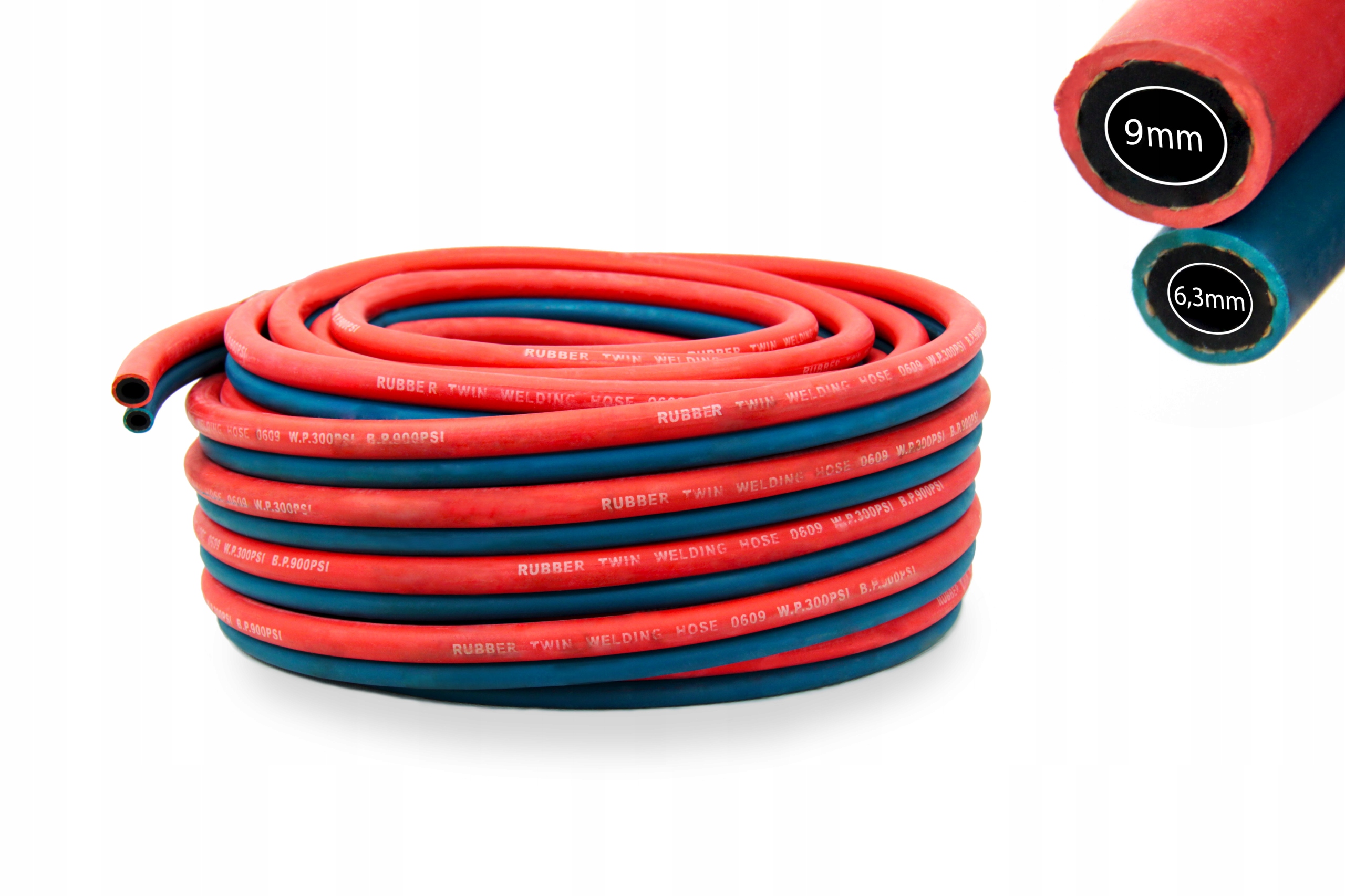 Dvojitá Svařovací Hadice Duet Kyslík 6,3 mm Acetylen 9 mm 25 m cívka 6,3 x 9 9 mm