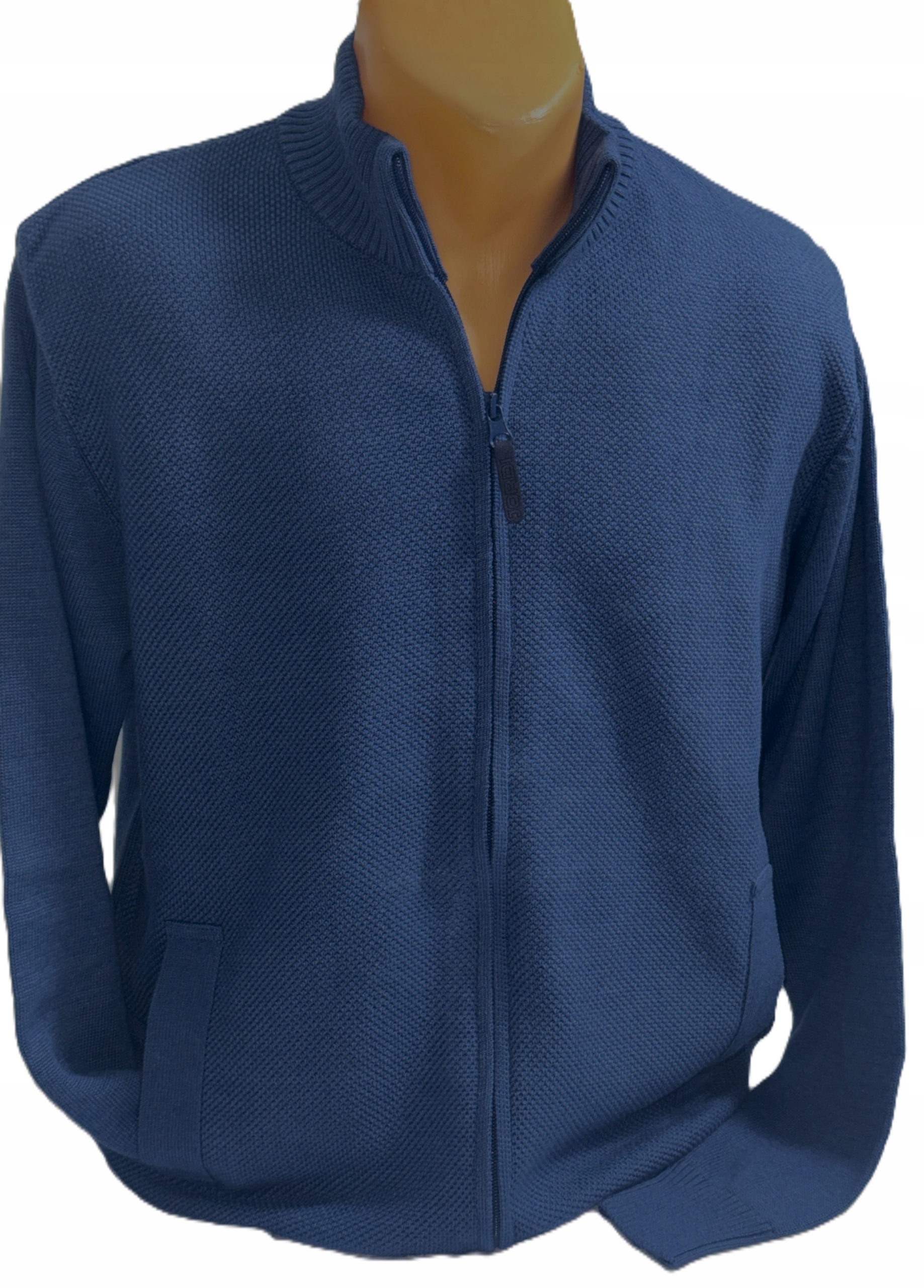 Jordi J843 pánský svetr, bavlněný, rozepínací na zip, modrý, vel M