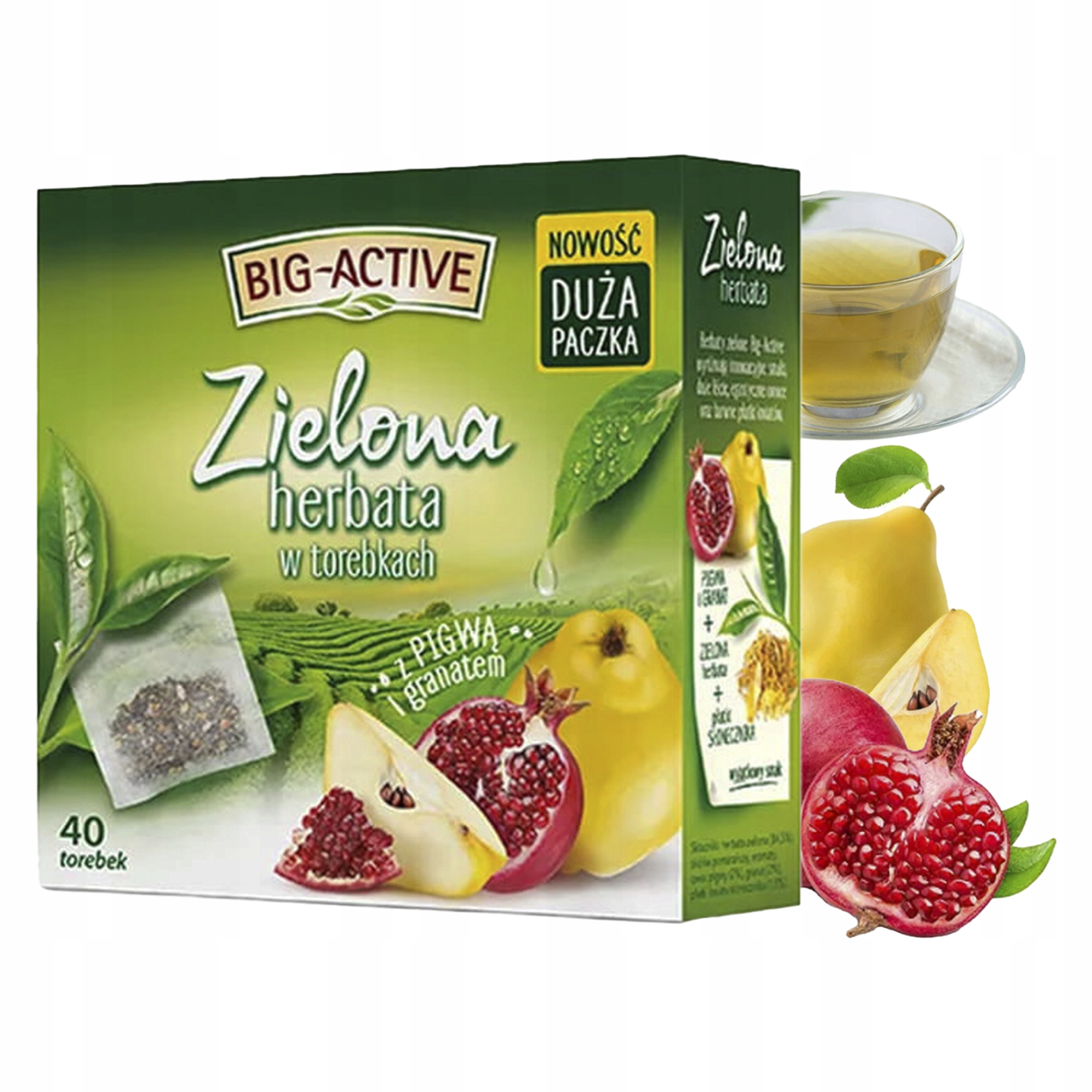 BIG ACTIVE herbata zielona PIGWA GRANAT 40 TOREBEK