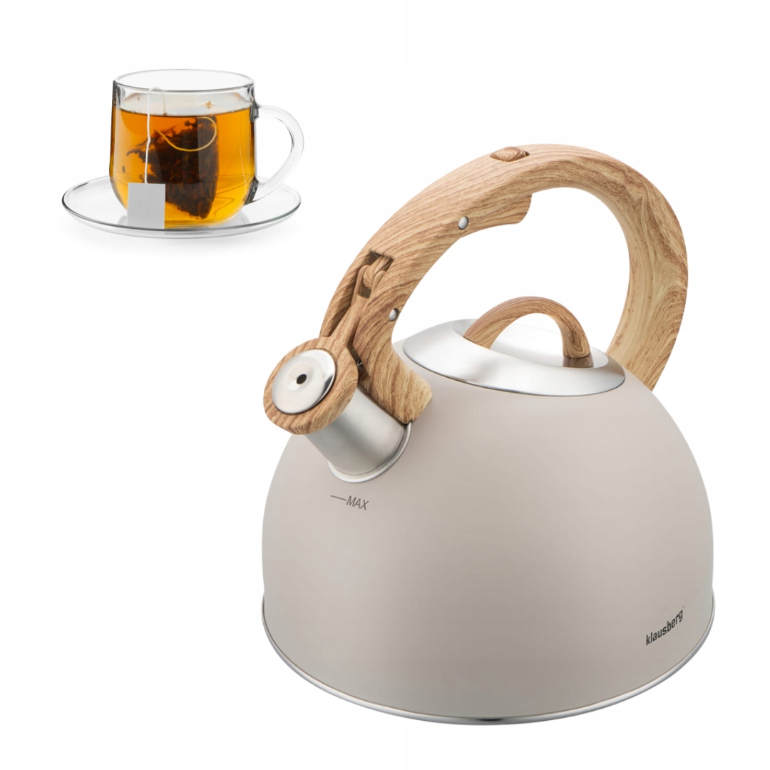 Konvice 2,5 l s píšťalkou Klausberg indukční ocel béžová