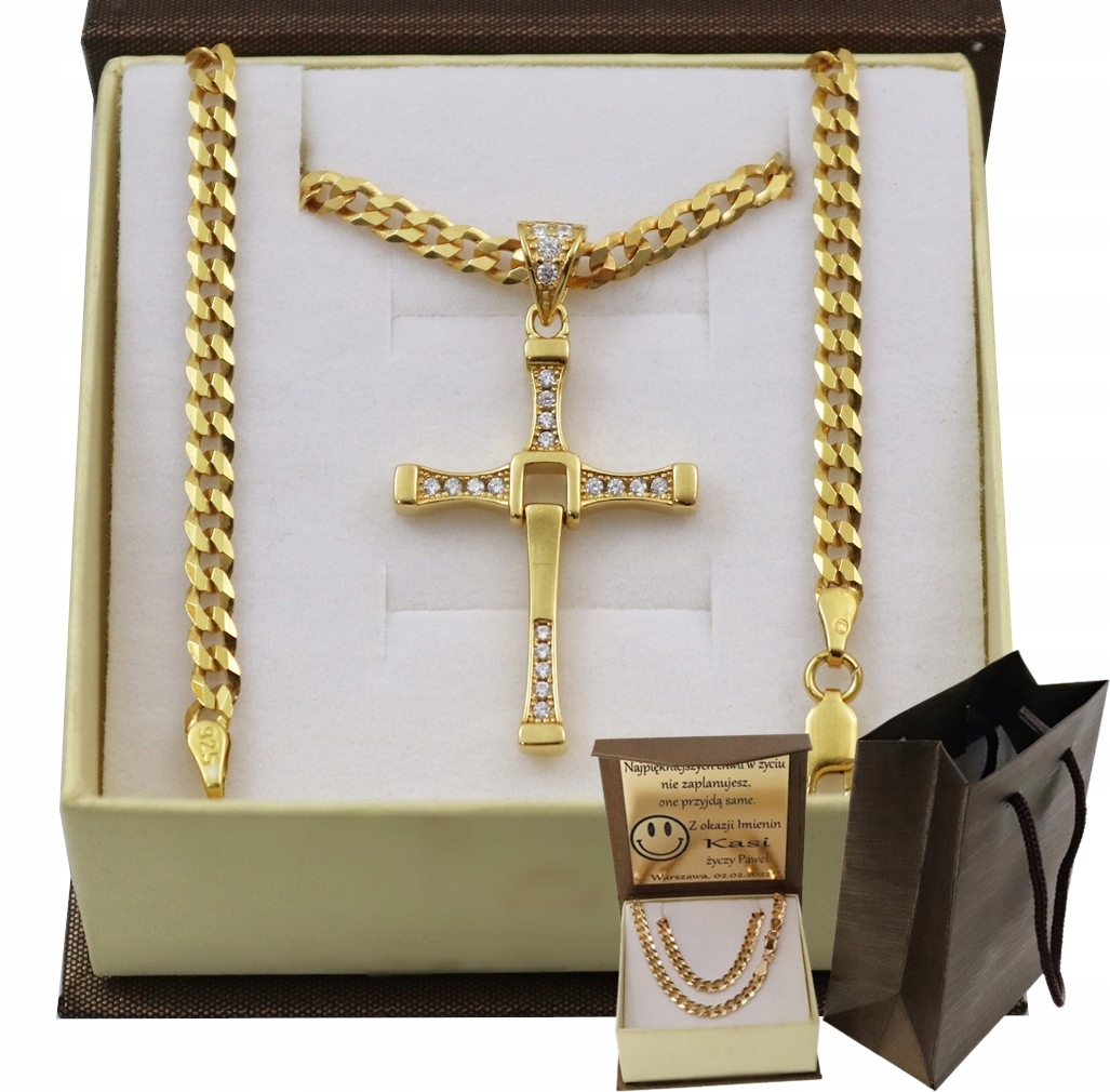 Zlatý Řetízek S Celou Pancr S Křížem Vin Diesel Pr 925 585 Gravírování