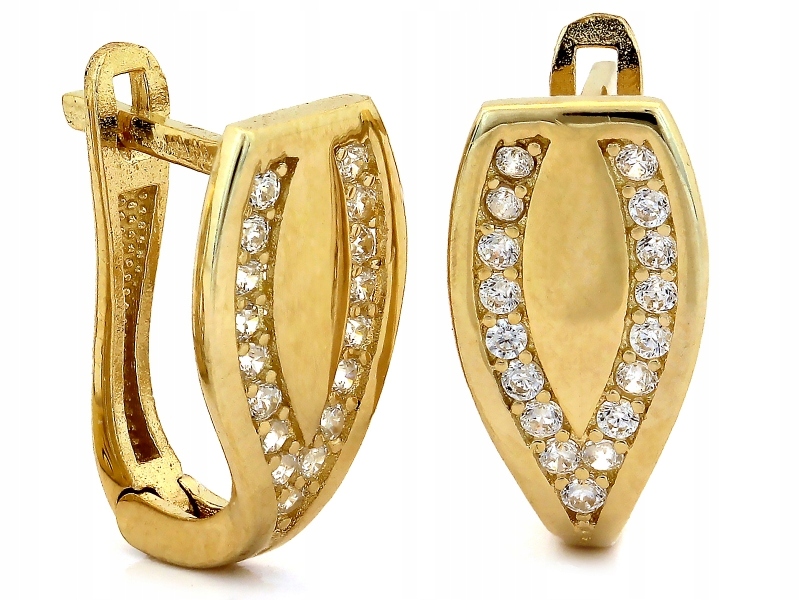 Jemné zlaté náušnice 585 zdobené zirkony na anglickém zapínání