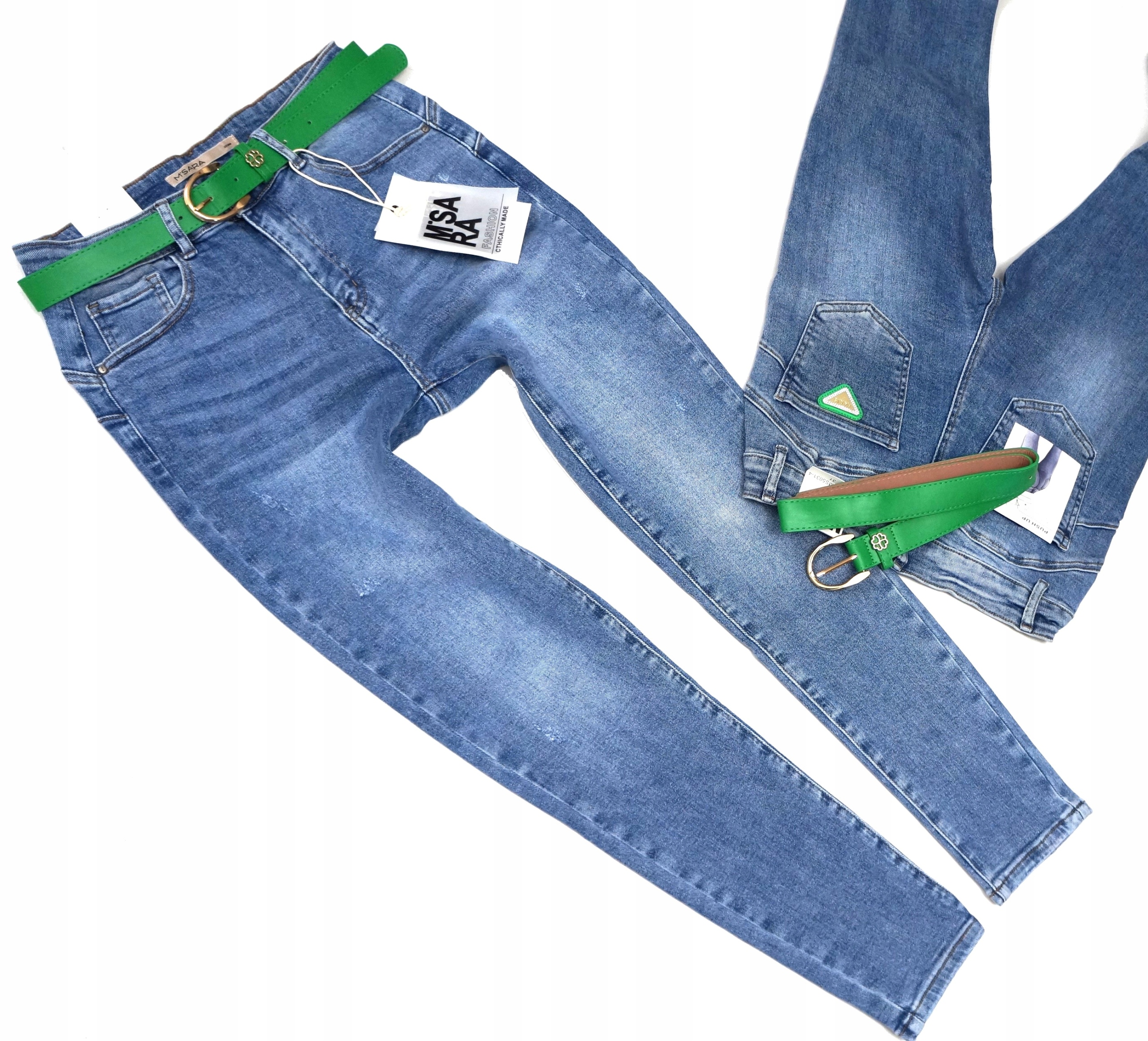 M.SARA DAMSKIE WYSZCZUPLAJĄCE SPODNIE JEANSY WYSOKI STAN ELASTYCZNE PUSH UP