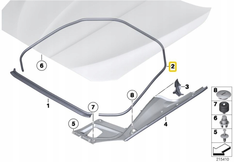 BMW F10 F11 Uszczelka Maski Pokrywy Silnika Tylna Numer katalogowy części 51767019779
