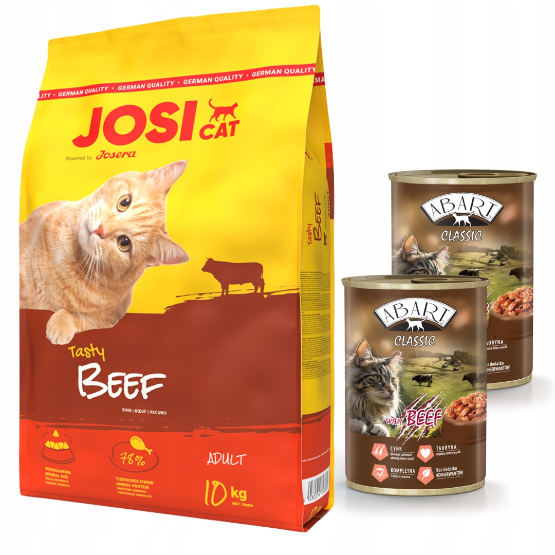 Levně Josera JosiCat Tasty Beef 10 kg 2x Abart konzerva pro kočky s hovězím masem 415 g